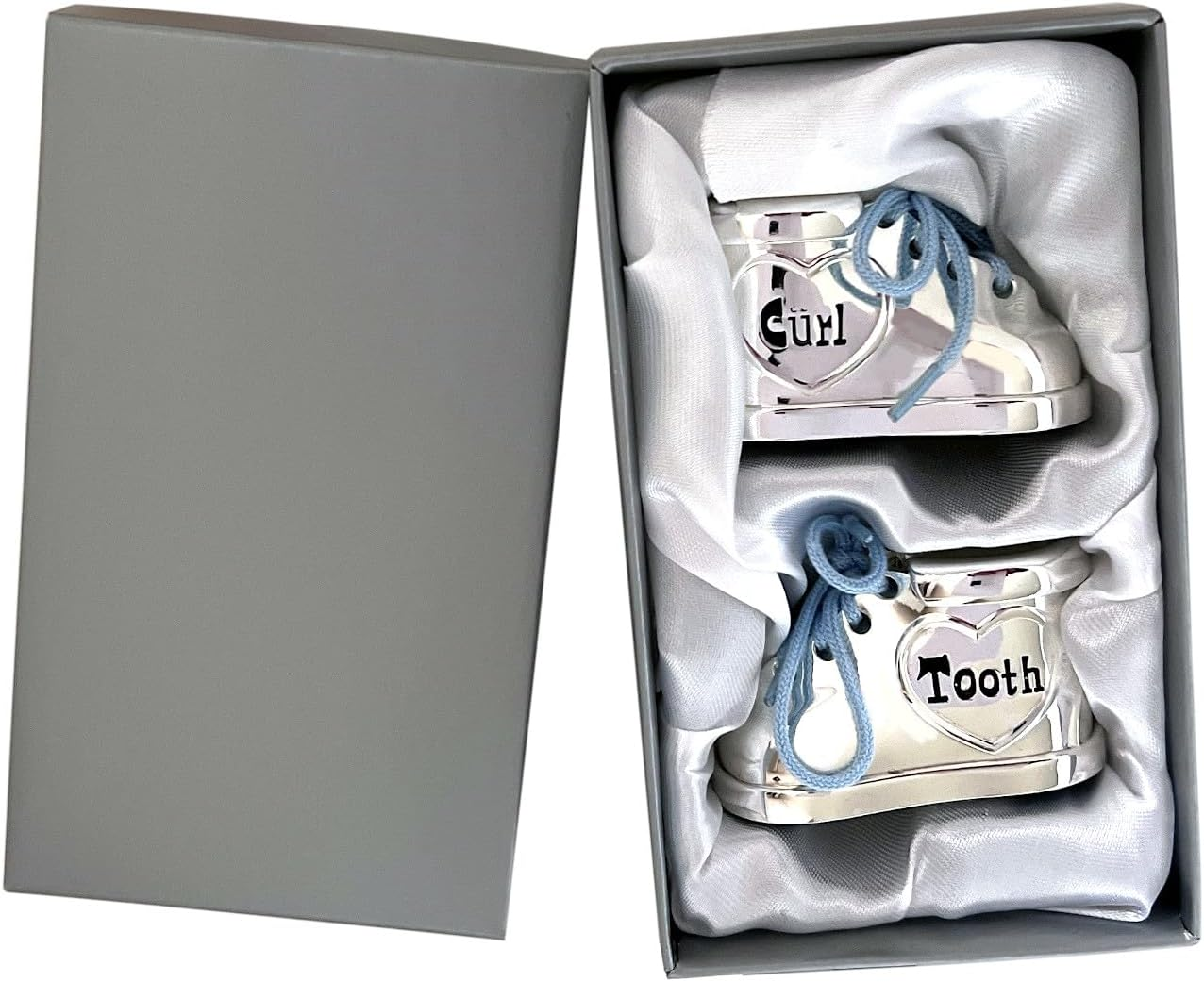 Baby Tooth Keepsake Box First Curl Storage Boy Christening Gifts Silver Present image number 1
