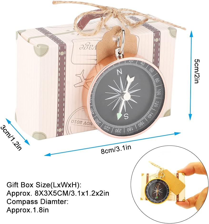 Gugxiom 20 Pieces Gift Boxes, Souvenir Gift with Blank Label, Mini Suitcase Gift Boxes, Party Gifts Candy Boxes with Handle for Wedding image number 4