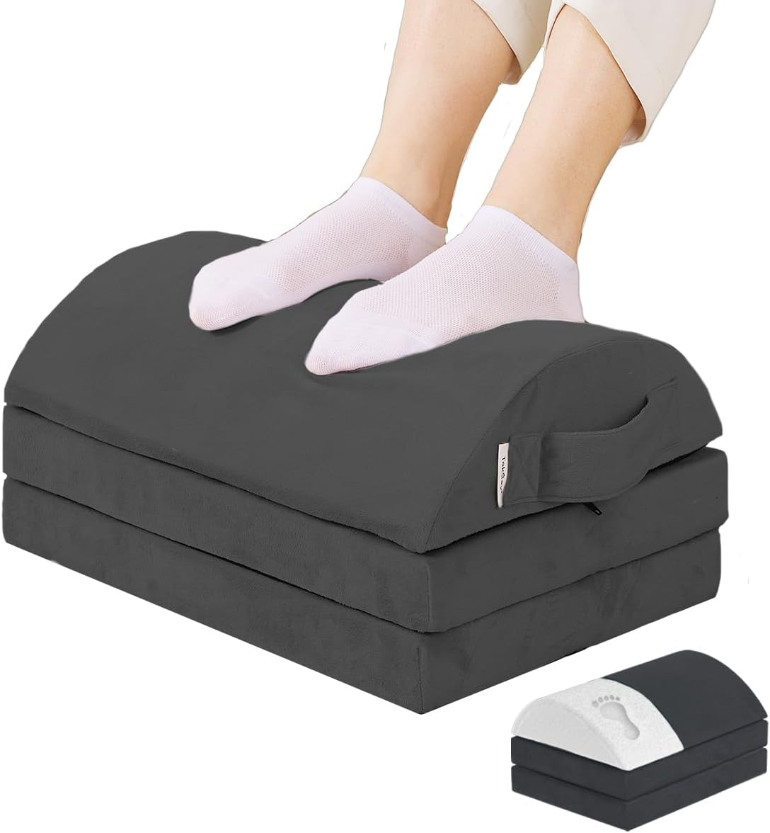 Large Size Foot Rest for under Desk with 3 Adjust Heights- Memory Foam Foot Stool - Back, Lumbar, and Knee Pain Relief - Perfect for Office, Home, Working and Gaming Use (Black) image number 1