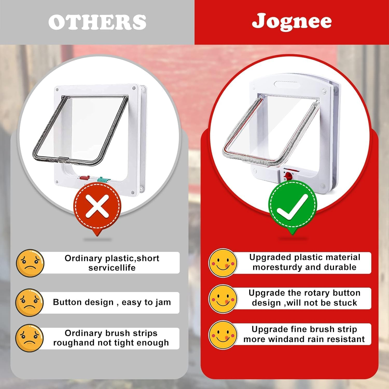 Cat Flap Cat Door, 4-Way Closure with Magnets, Cat Hatch, Manual Quiet Pet Hatch for Wall/Wooden Door/Upvc Door image number 3