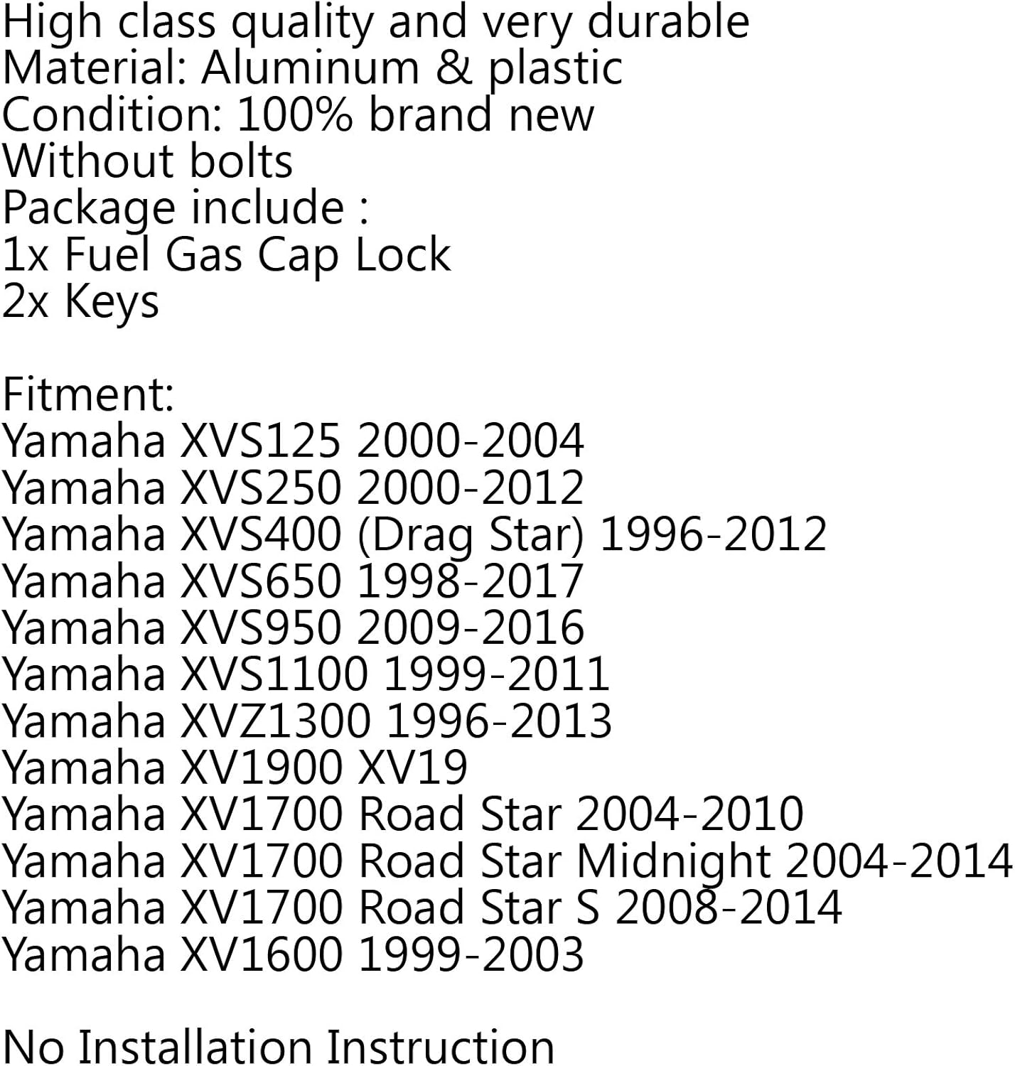 Areyourshop Fuel Gas Tank Cap Keys Set for Ya-Ma-Ha Dragstar V-Star XVS650 950 1100 1998-2017 image number 1