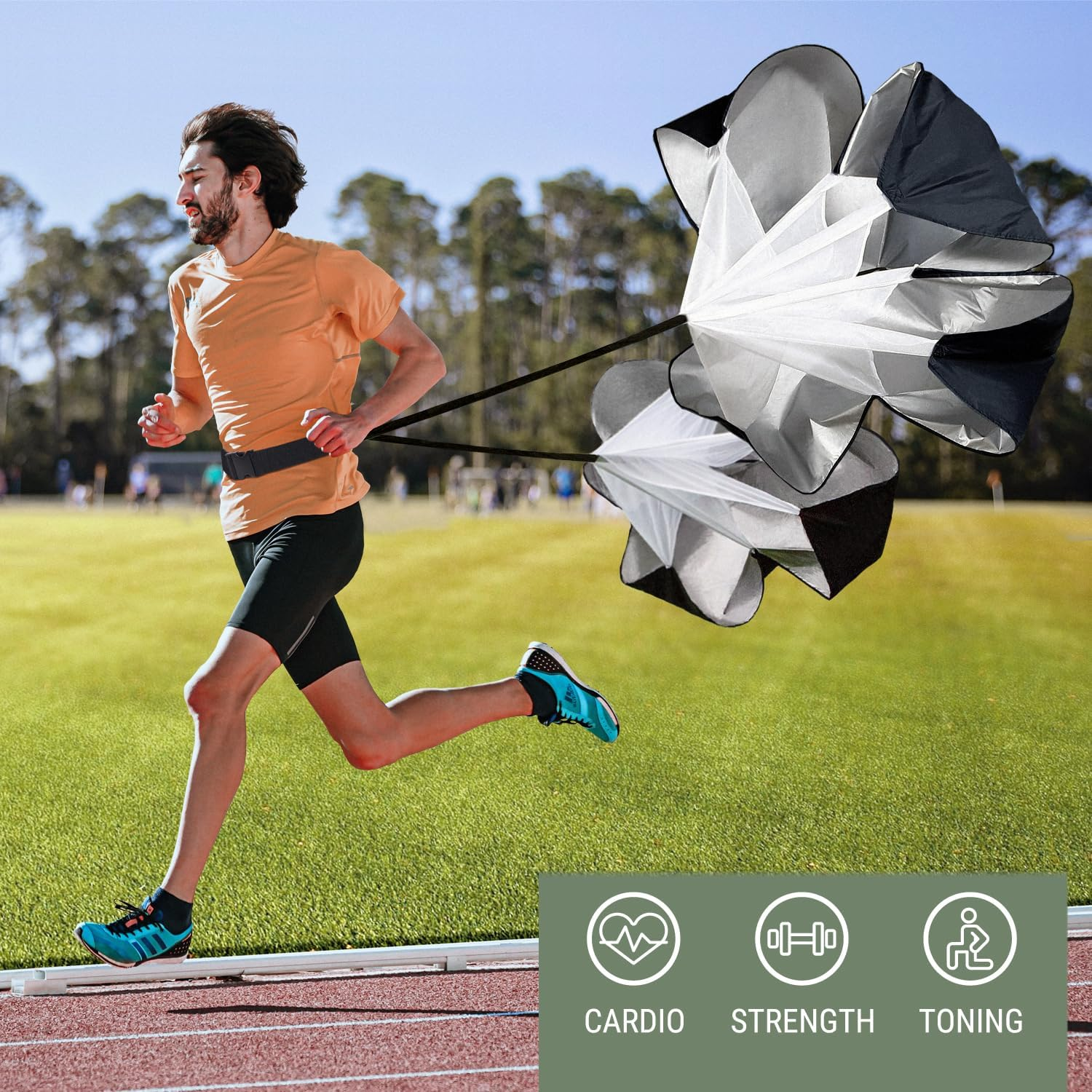 XL Double Parachute for Speed Training, Running Speed Training Parachute 56 Inch Pack of 2, Running Parachute Speed Training image number 3