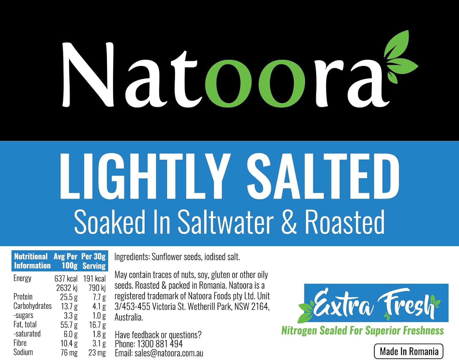 Natoora Sunflower Seeds - Roasted and Lightly Salted (5X300 G)
