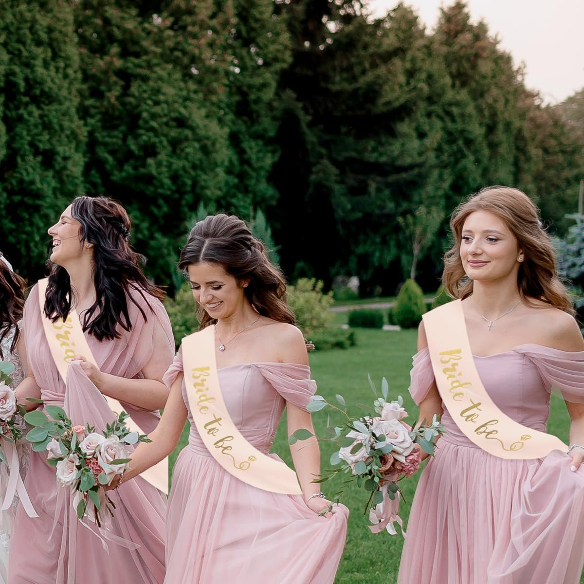 Bride to Be Sash, 7 PCS Bridesmaid Sashes for Hen Party, Wedding Decoration (9.5 X 78.74Cm/3.75 X 31In) image number 4