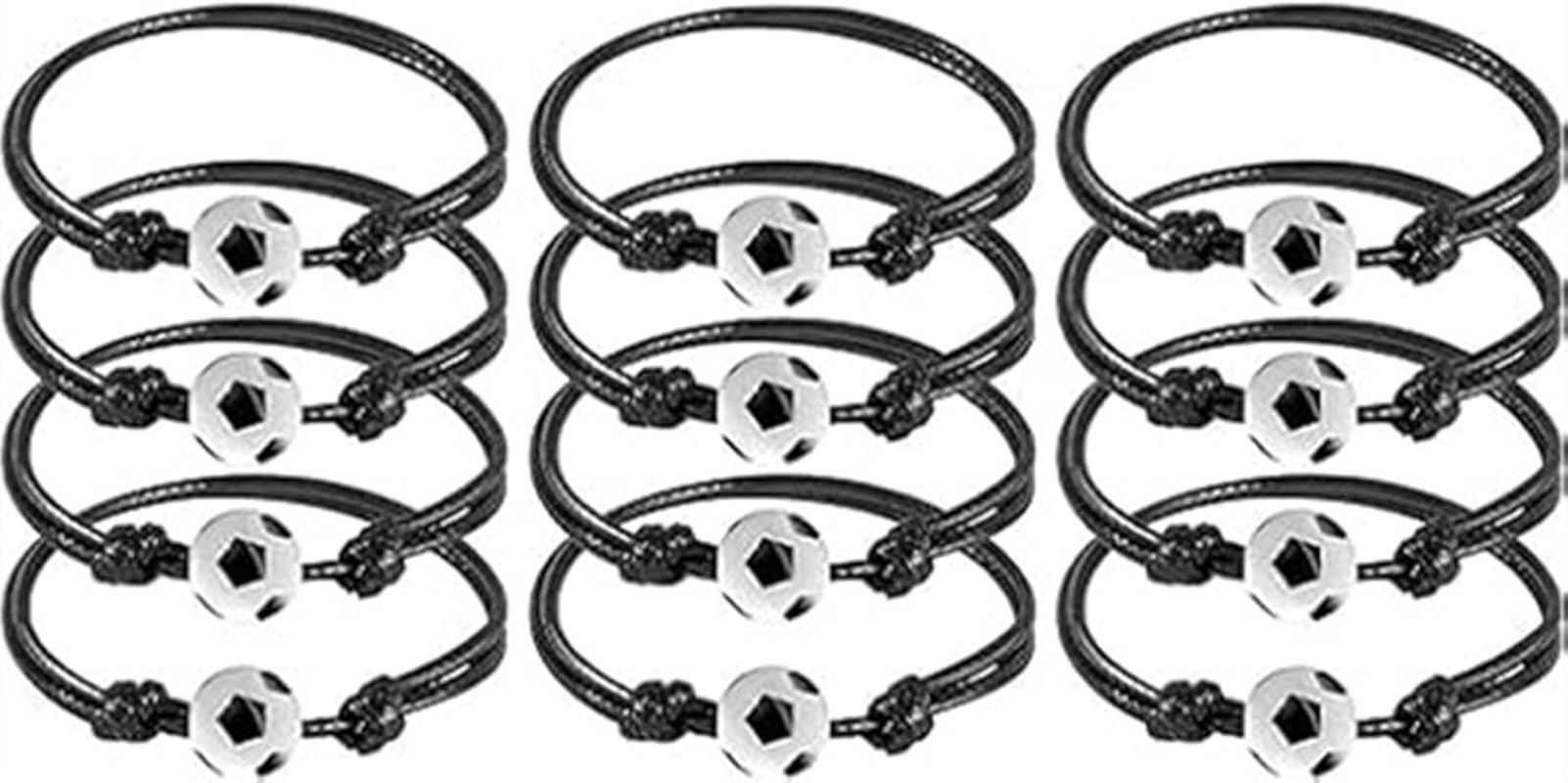 12 Pcs Football Bracelets, Adjustable Football Friendship Bracelets, Soccer Charm Bracelets,Inspirational Wristbands Sport Theme Favor for Teen Adults image number 5