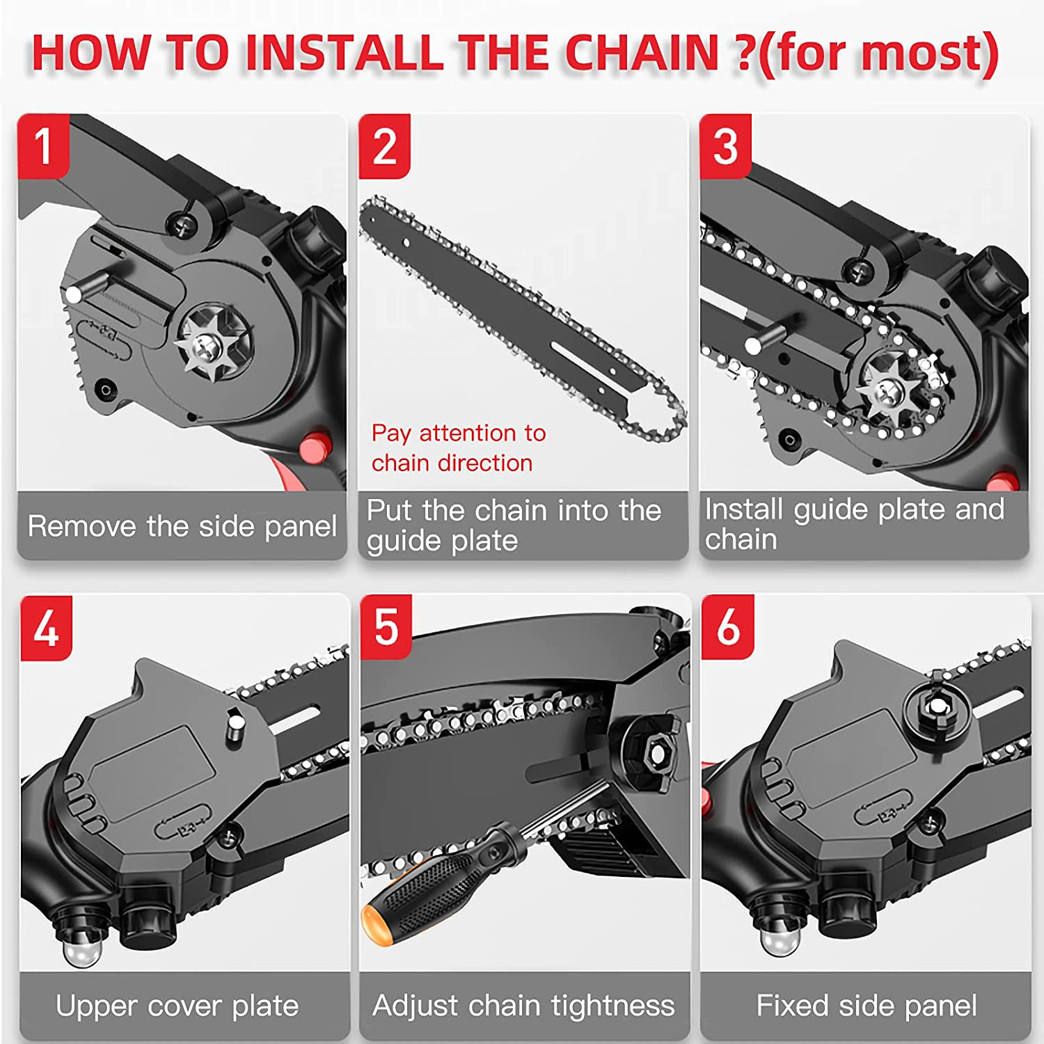 4 Inch 6 Inch Mini Chainsaw Chain, Replacement Chains for Cordless Handheld Mini Chainsaw, Guide Saw Chains for Pruning Shears and Wood Cutting (4 Inch) image number 1