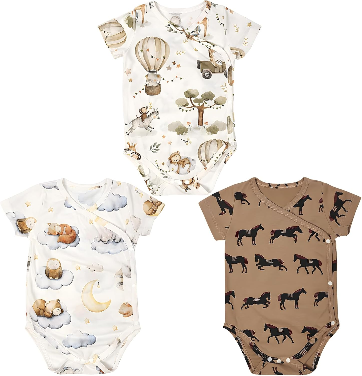 100% Organic Cotton Soft Baby Romper for Boys Girls Unisex, Short Sleeve, 0-24 Months image number 3