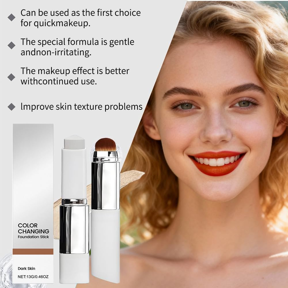 Depehelp Color Changing Cover Cream Stick, Coverage Moisturizing Makeup Base with Detachable Brush, for Quick Daily/Travel Touch-Ups, Fits Various Skin Tones (Natural) - Natural image number 3