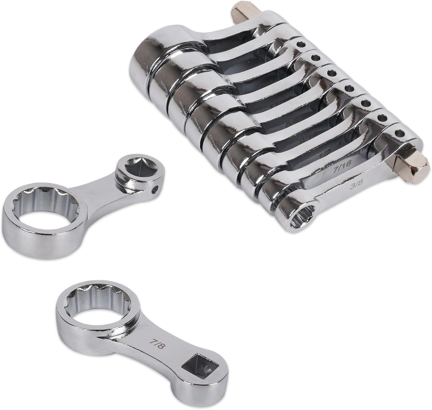 9-Piece Torque Adapter Set - 12-Point Box End Torque Adapter Extension Set - 3/8-Inch Drive for Hard to Reach Places - Includes 3/8", 7/16", 1/2", 9/16", 5/8", 11/16", 3/4", 13/16", 7/8" image number 6