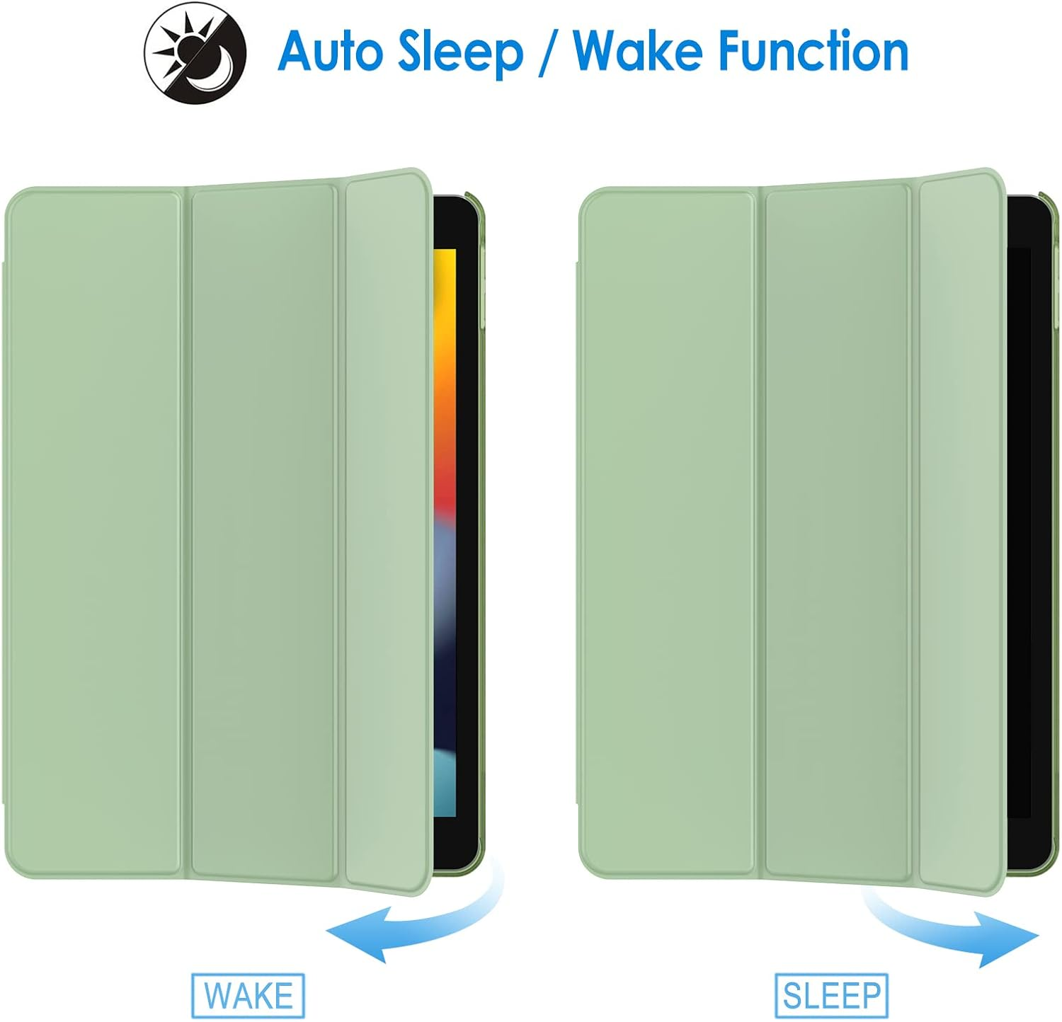 Jetech Case for Ipad 10.2-Inch (2021/2020/2019 Model, 9/8/7 Generation), Auto Wake/Sleep Cover (Matcha Green) - Black image number 3