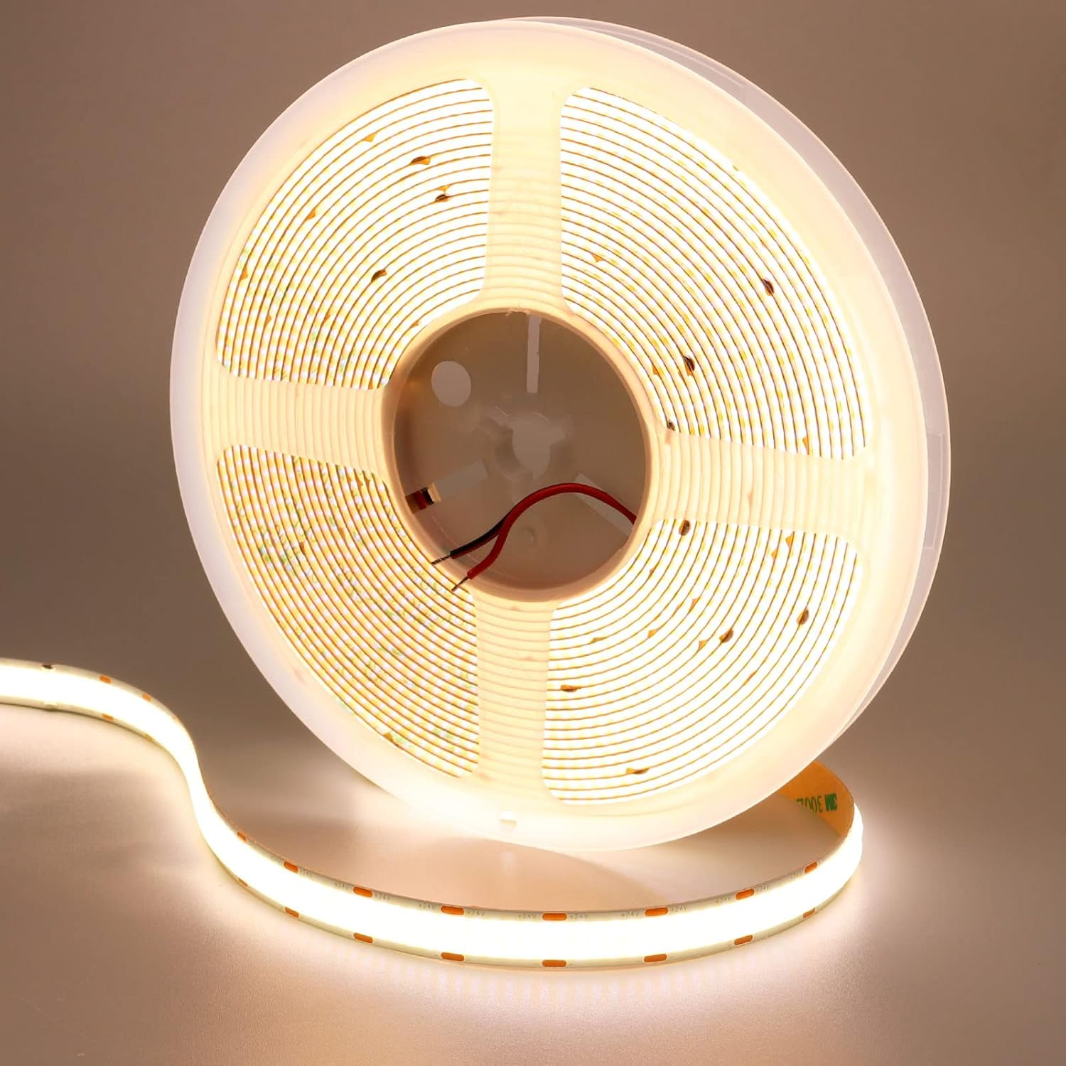 GOMING 32.8Ft(10M) DC 24V Double Row COB LED Strip Light Natural White 4000K 6000Leds CRI 93+ 20000Lm Uniform Glow Dotless Not Waterproof IP20 Flexible LED Tape Lights for DIY Home Decor(Strip Only)