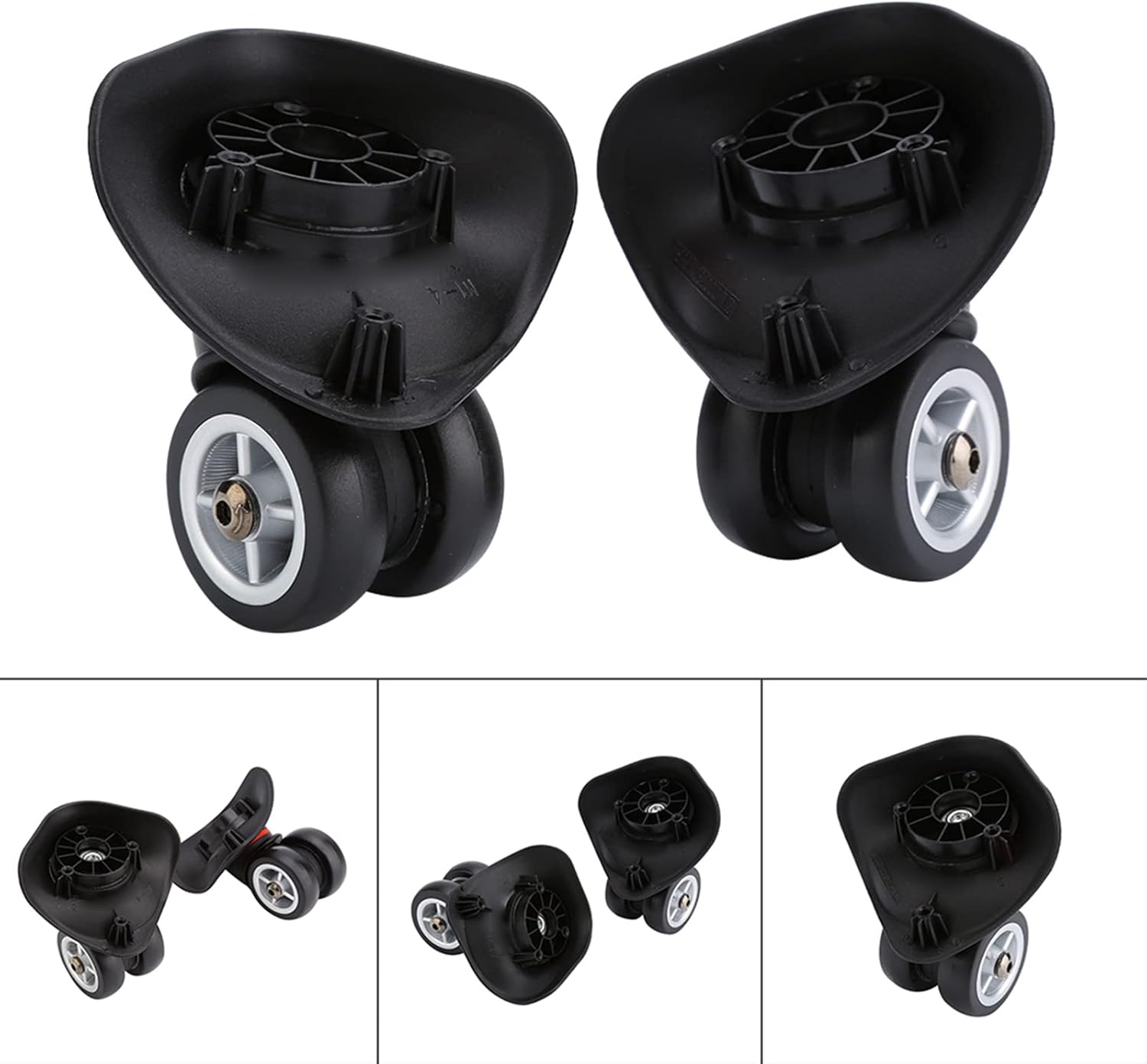 Luggage Swivel Wheels Replacement Kit, Universal Travel Suitcase Silent Wheel Repair Set, 1 Pair PVC Suitcase Replacement Parts image number 1