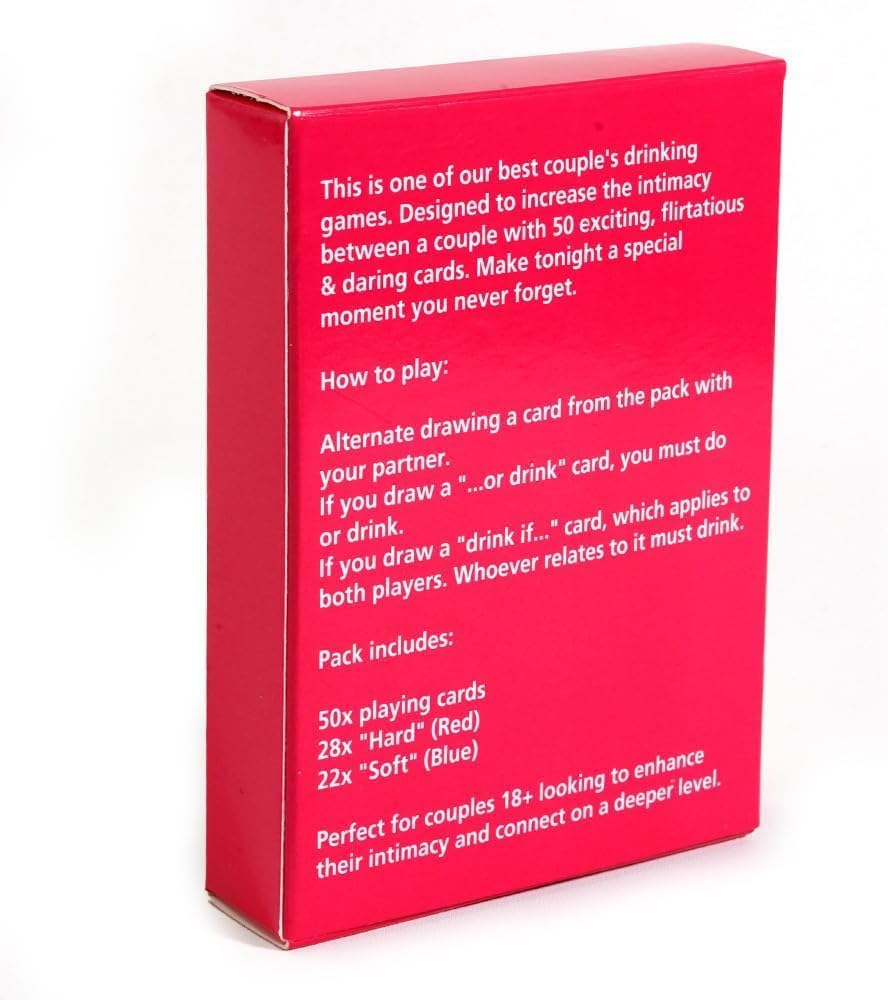 Couples Drinking Cards for Adults - Excited & Exhausted, Adult Party Sex Romantic Game for Couples, 50 Cards with Intimate Dares image number 1
