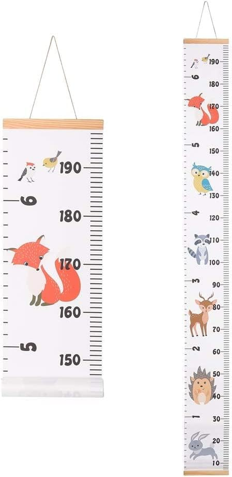Growth Chart for Kids, Canvas Height Chart Ruler 76" X 7.9" Removable Wood Hanging Wall Ruler Measurement Chart for Home Decoration (Style A)