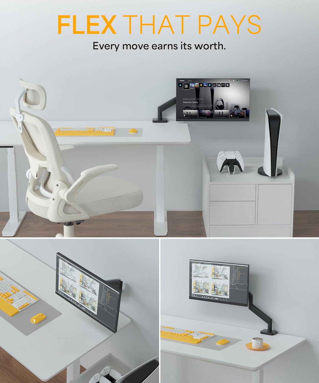 Neatzon Single 32" Monitor Arm Desk Mount for 10 Kgs Screens, Height Adjustable, VESA Compatible, Cable Management, NZ-ARM-03 image number 2