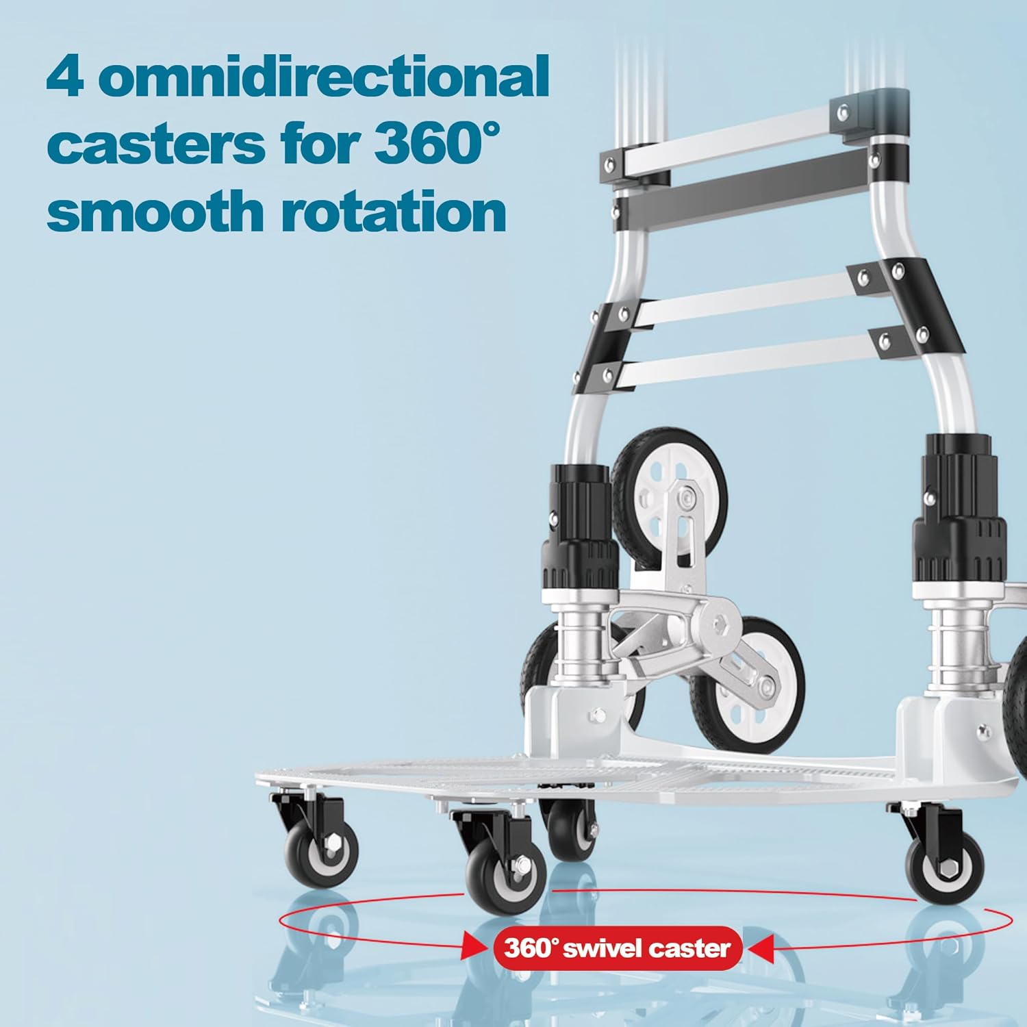 SALESBAY Stair Climbing Trolley Cart 10 Wheels Folding Hand Truck Aluminum 70KG image number 6