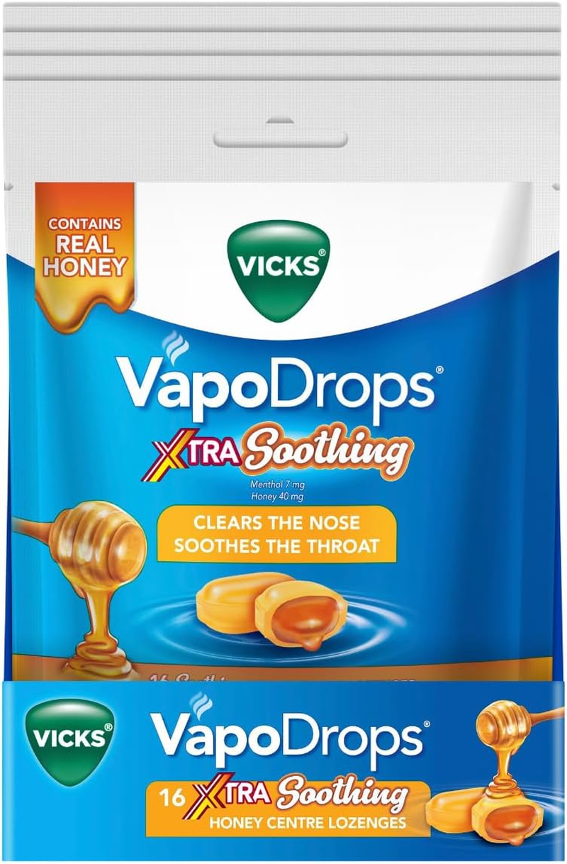 Vicks Vapodrops Xtra Soothing 16 Honey Centre Lozenges image number 1