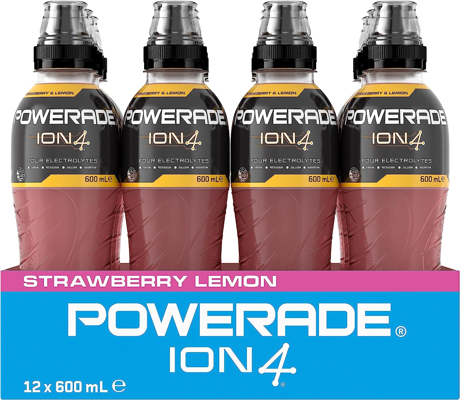 Powerade Strawberry Lemon Multipack Sipper Cap Bottles 12 X 600Ml
