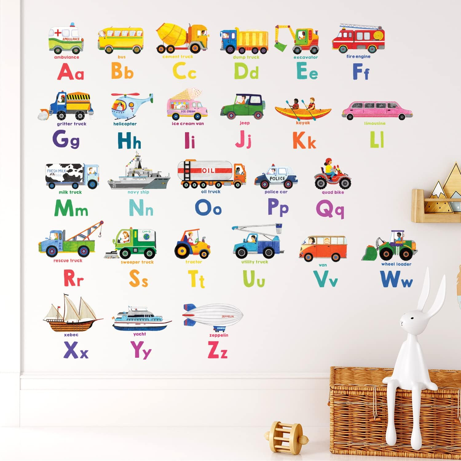 DECOWALL DS8-2005N Transport Alphabet Kids Wall Stickers Wall Decals Peel and Stick Removable Wall Stickers for Kids Nursery Bedroom Living Room image number 5