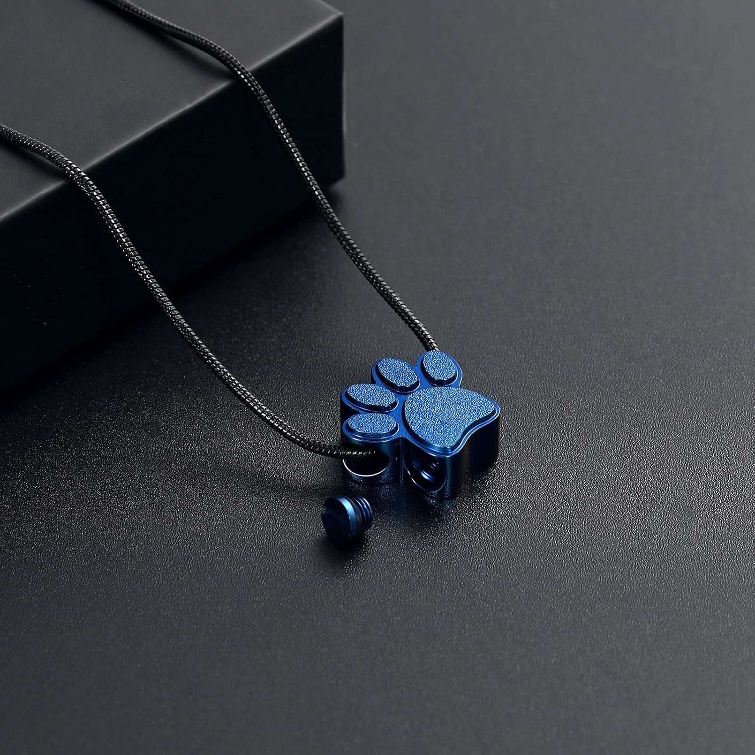 Paw Print Urn Necklace for Ashes Pet Paw Cremation Jewelry Ashes Necklace Keepsake Memorial Jewelry for Pet/Dog'S/Cat'S Ashes Pendant Gifts for Men/Women - Black image number 4