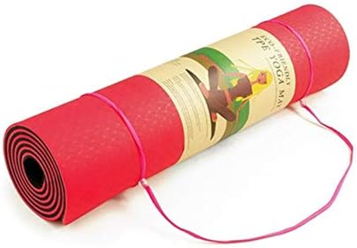 Dobetter TPE Yoga Mat Exercise Fitness Eco Friendly Non Slip Dual Layer +Carry Bag (Red) image number 3