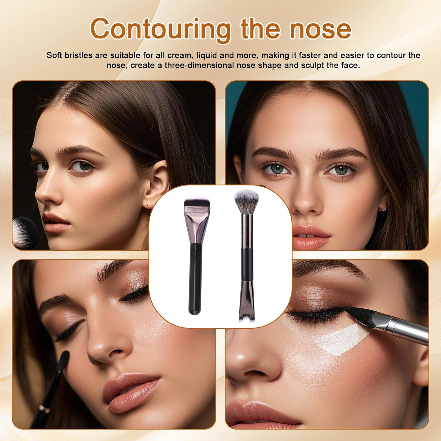 BOXOB 2Pcs 2-In-1 Nose Contour Brush Set, Sculpting Dual-End Nose Brushes with Flat Brush Dual Head Makeup Tools for Sculpting and Defining Noses Contour image number 3