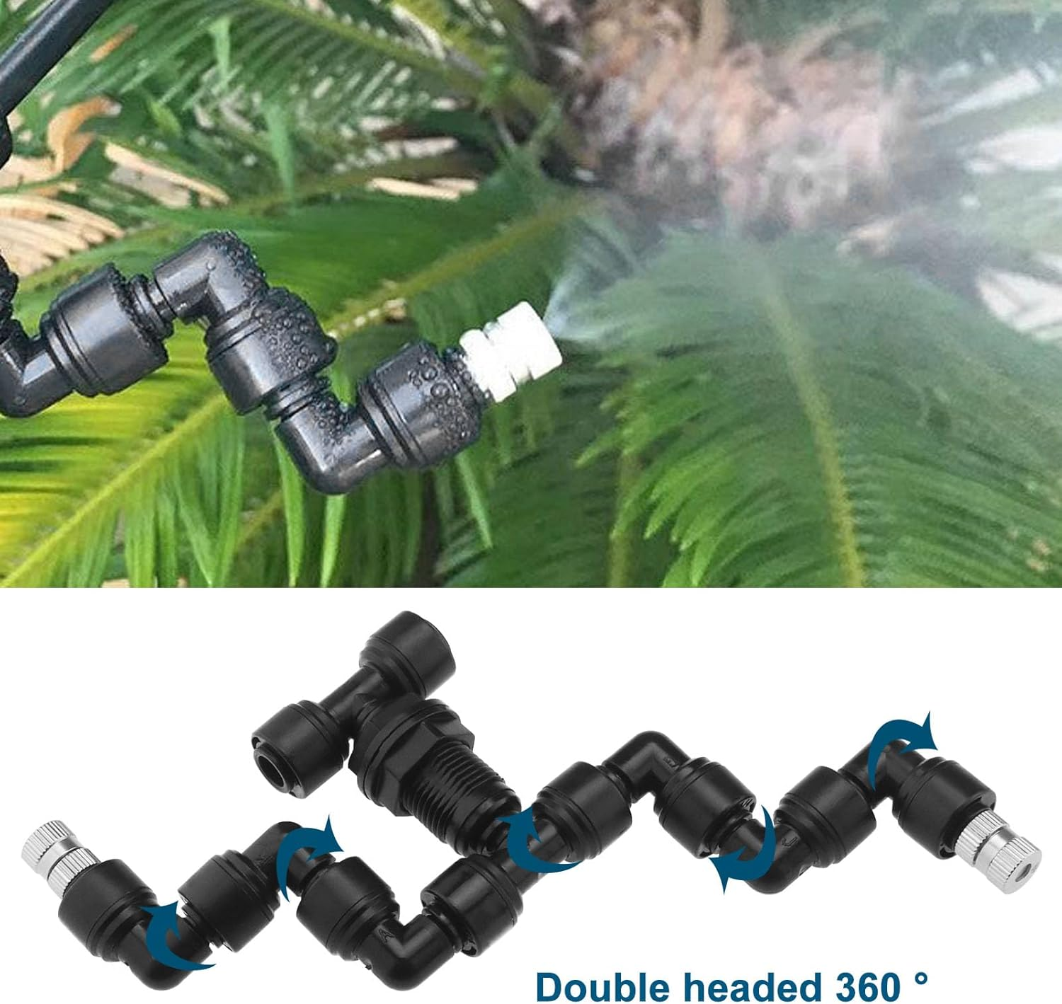 1-Pack Reptile Mister Nozzles 360 Adjustable Nozzles Reptile Fogger Mist for Rainforest Tank Flower Aquarium System(Double Head) image number 5