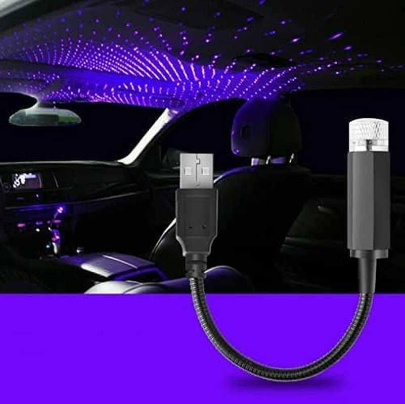 Car Interior Roof LED Star Light USB Atmosphere Starry Sky Night Projector Lamp for Car, Ceiling, Bedroom (Red)