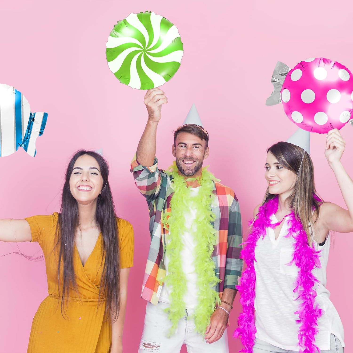 NILLOS Candy Themed Party Decorations, 12 PCS round Lollipop Balloon for Birthday, Festival (4 Styles) image number 4