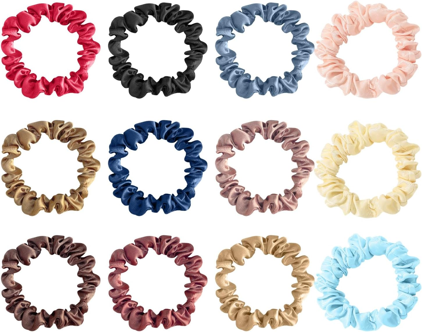 24 Pieces Hair Elastics, Silk Hair Elastics, Satin Hair Elastics, Hair Elastics for Women, Silk Hair Elastics for Women, Mini Hair Elastics image number 4