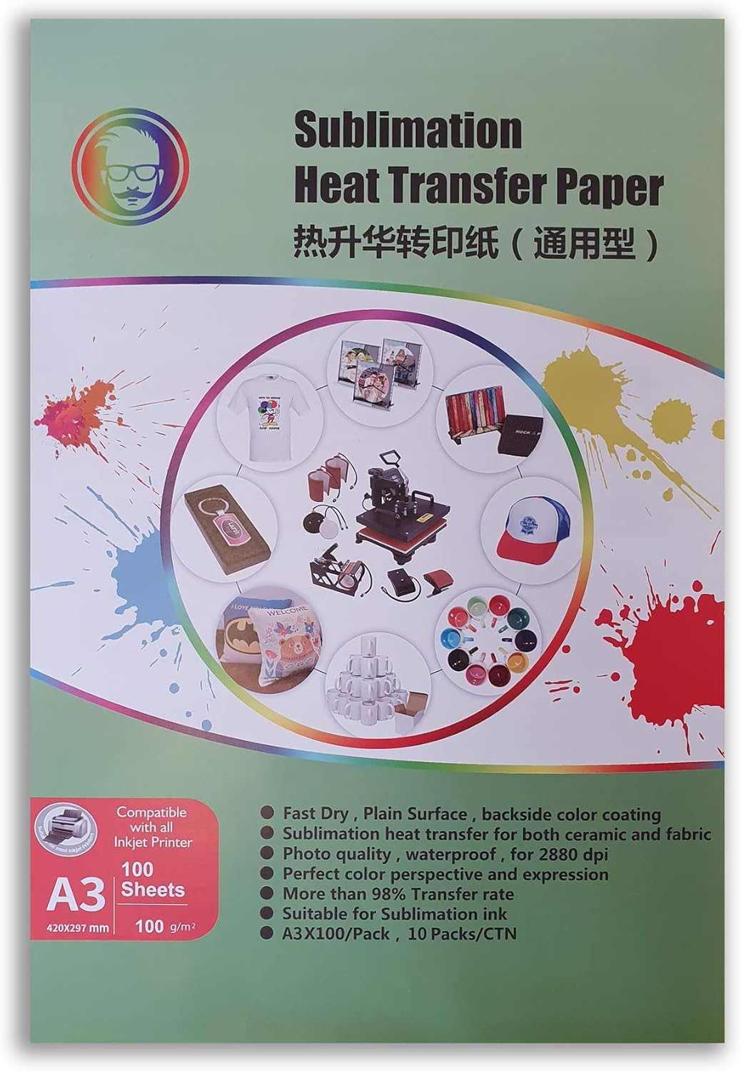100 Sheets Quality A3 Dye Sublimation Paper Desktop Inkjet Printer Heat Transfer 420X297Mm image number 1