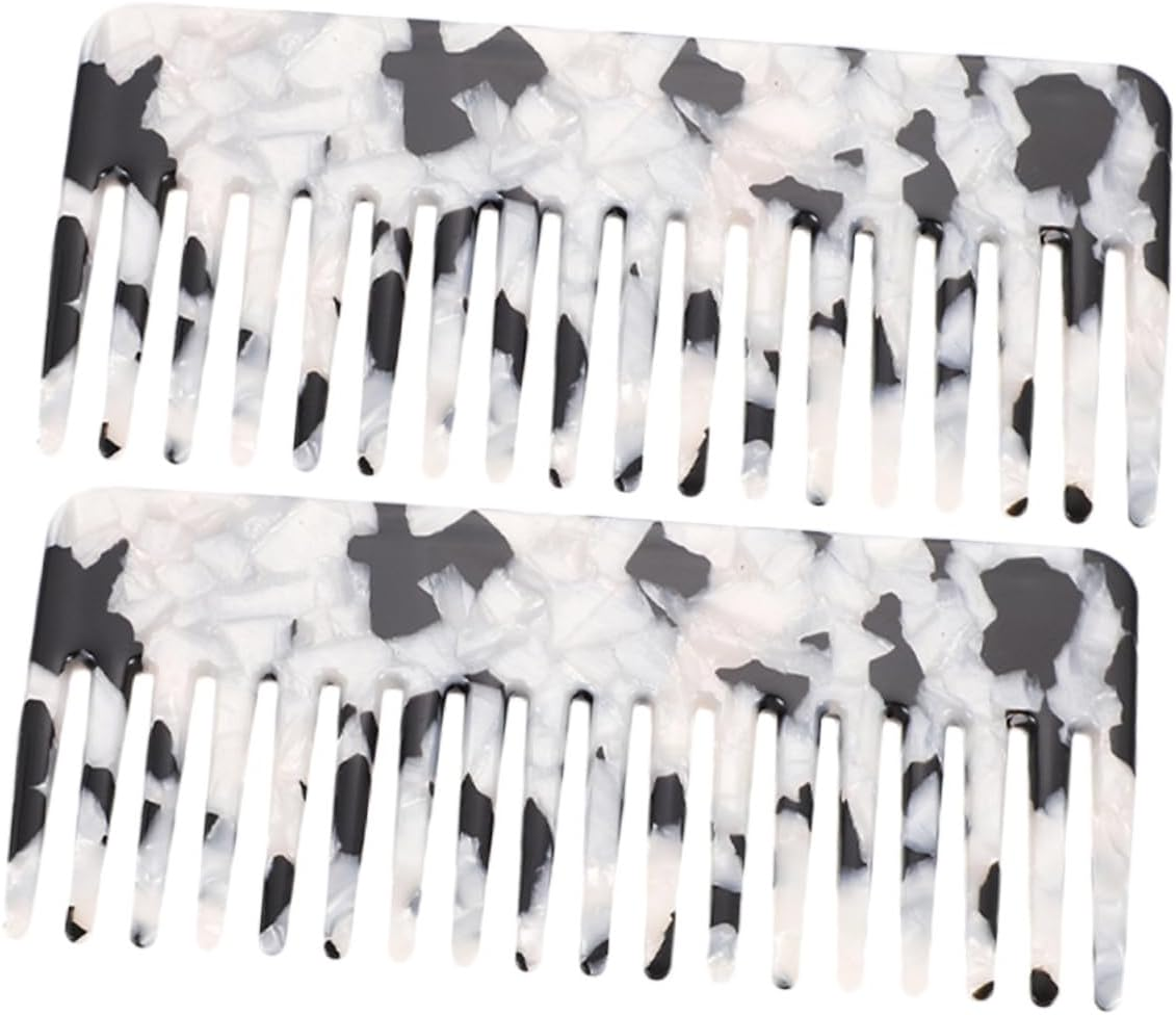 CANIGHT 2Pcs Fashionable Anti-Static Hair Combs Detangling Combs for All Hair Types Lightweight Acetate Design for Travel and Home Use