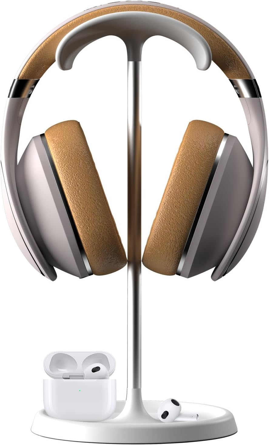 Headphone Stand, Curved Headset Stand with Storage Tray, Desk Earphone Stand, Gaming Headset Holder Accessories for Airpods Max, Beats, Bose, Sennheiser, Sony and Ect.(White) image number 3