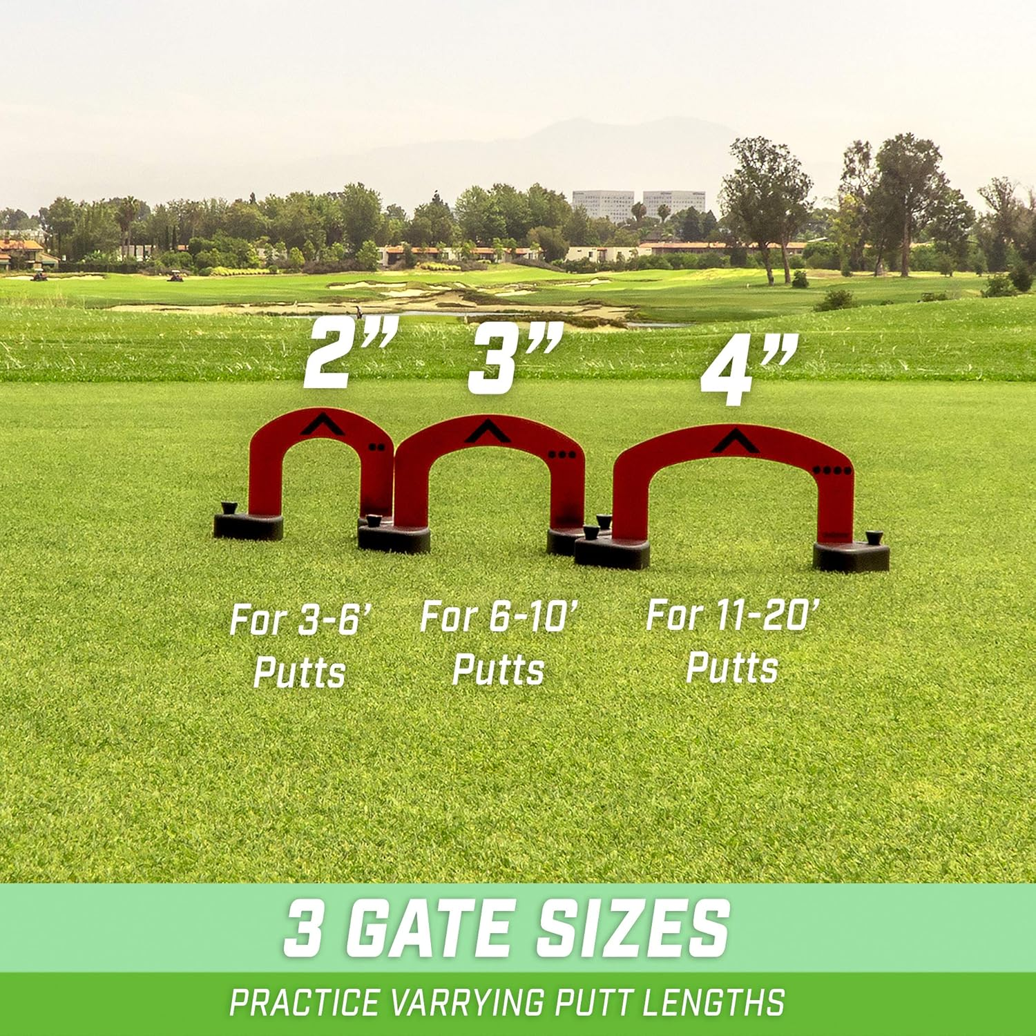 Gosports Align Putting Gates Practice Set: Includes 3 Premium Metal Gates (2 Inch / 3 Inch / 4 Inch) - Use on the Green or at Home, Red image number 3