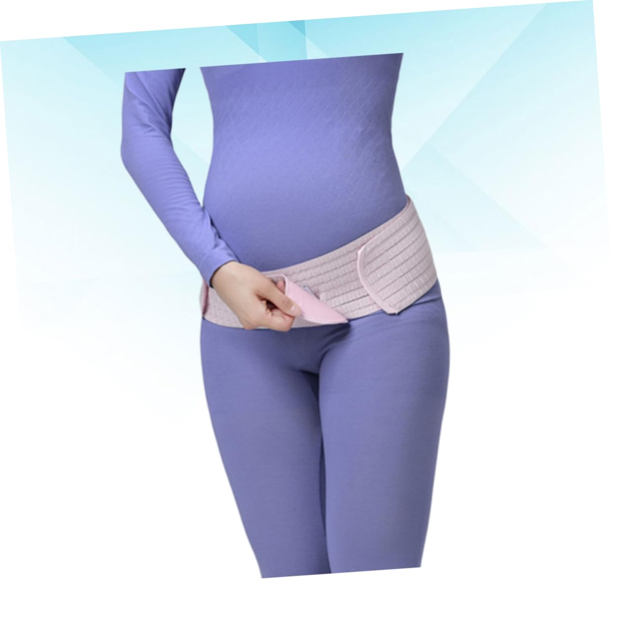 Pregnant Women Belt and Postpartum Pelvic Belly Band Dual-Layer Breathable Abdominal Support Waist Care Belt Pregnancy Protector Pink Free Size image number 6