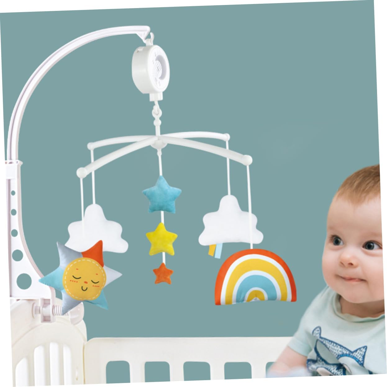 1 PC Rainbow Musical Bed Bell Rattle Multi Purpose Soft Plaything for Nursery Encourages Hand Eye Coordination and Happy Mood image number 6