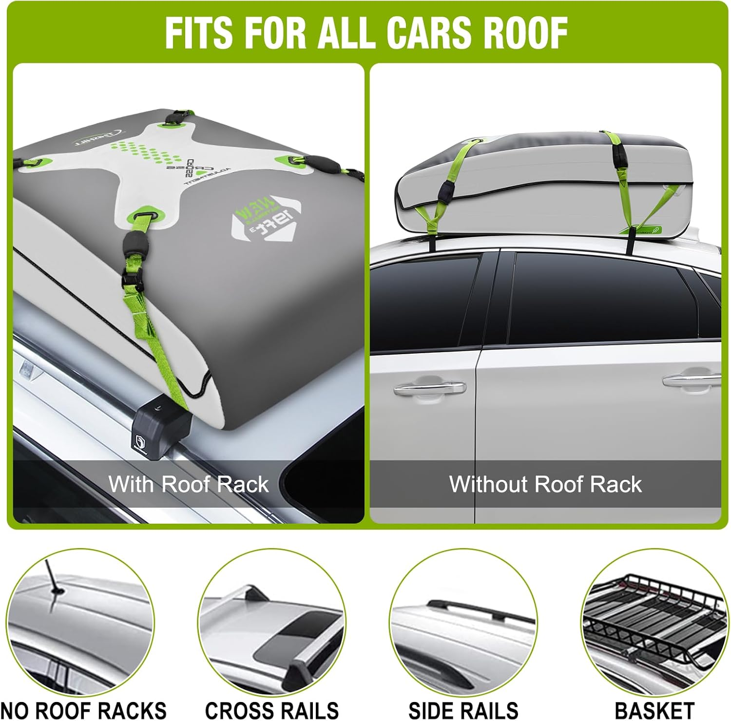 Car Rooftop Cargo Carrier Bag 19 Cubic Feet,2023 Upgraded Non-Rip 100% Waterproof Roof Bag Luggage Storage Carriers for All Vehicles With/Without Rack,Including 8 Reinforced Straps+ 4 Door Hooks image number 1