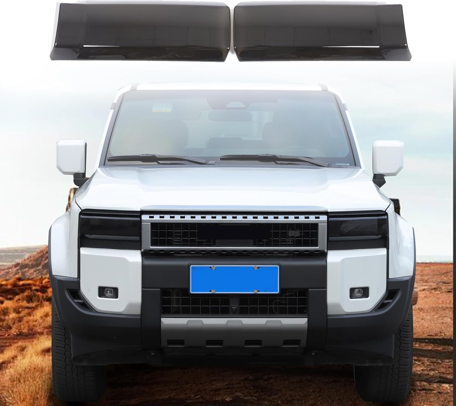 Yinaniutos Front Headlight Guard Covers Compatible with Toyota Land Cruiser 250 Prado J250 LC250 2024 2025, ABS Headlamps Smoked Tint Light Cover Trim Accessories, 2PCS image number 5