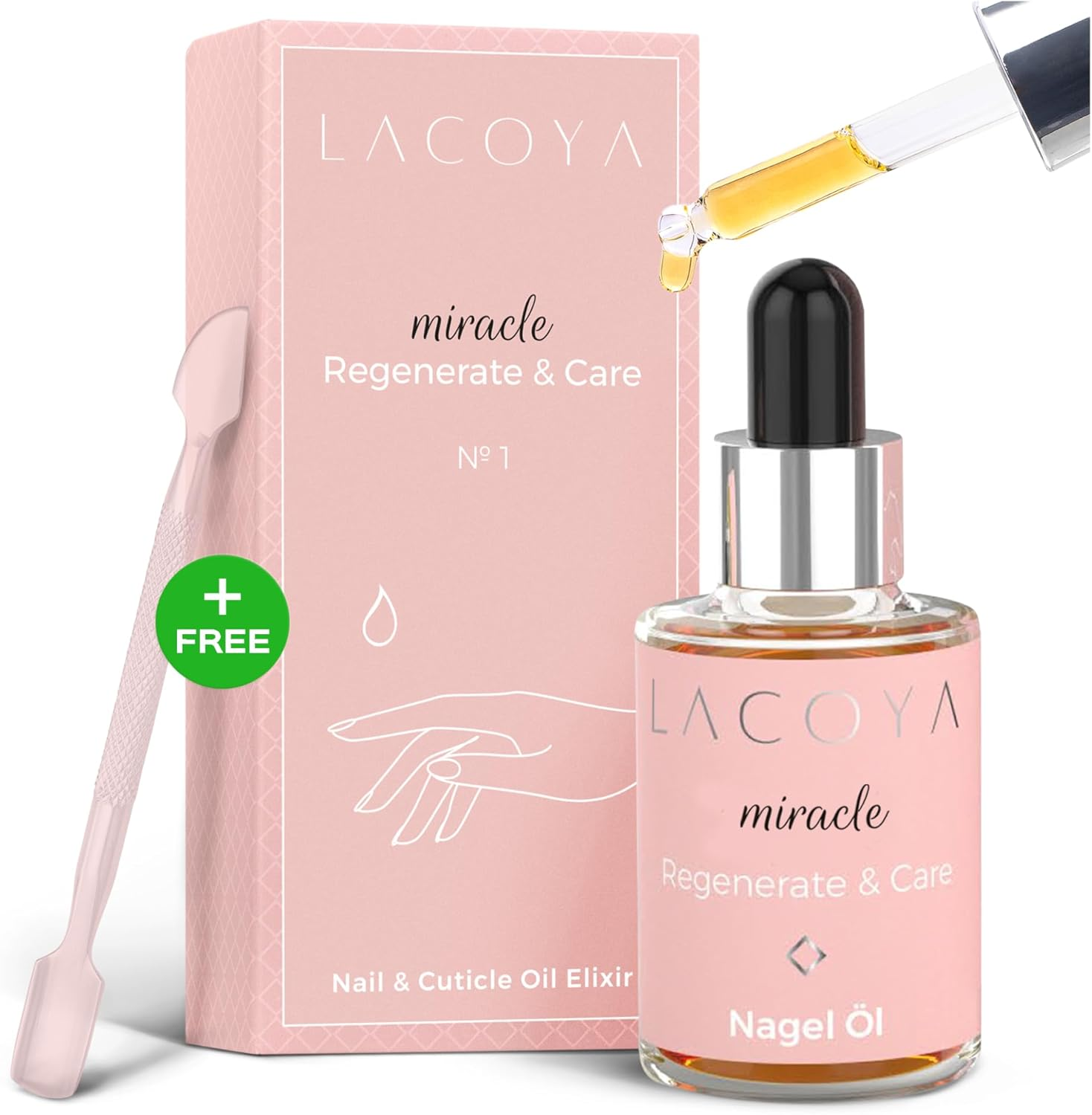 LACOYA&reg; Nail Oil for Fingers, Toenails & Cuticles - Nail Care Oil Strengthens & Nourishes Cracked, Brittle Nails Including Cuticle Pusher - Repair & Protect Cuticle Oil - Cuticle Oil 10 Ml image number 4