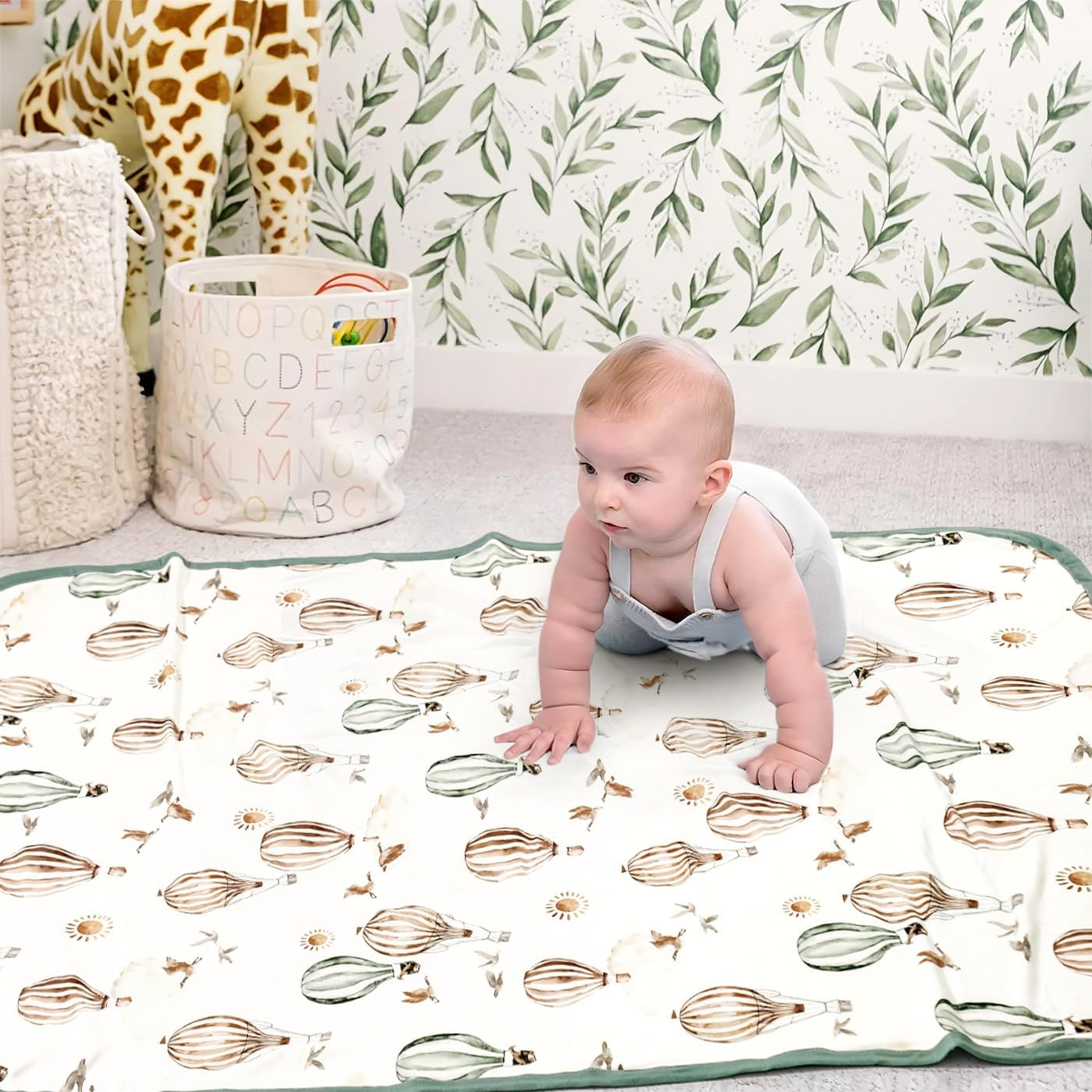 GRSSDER Baby Blankets Super Soft Jersey Knit Swaddle Blanket for Baby Girls and Boys, Double Layer Receiving Blankets 34 X 44 Inches, Extra Large for Baby Swaddling, Balloon Print - Balloons image number 6