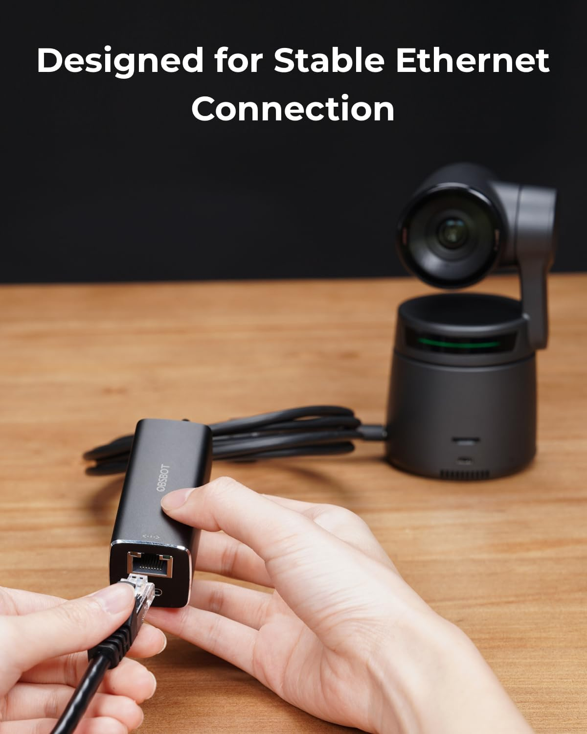 OBSBOT USB-C to Ethernet Adapter, 10 100 Mbps, Power over Ethernet (Poe) Support, Dual Ethernet and USB-C Interface, Compatible with OBSBOT Tail Air, Macbook, PC, Etc.