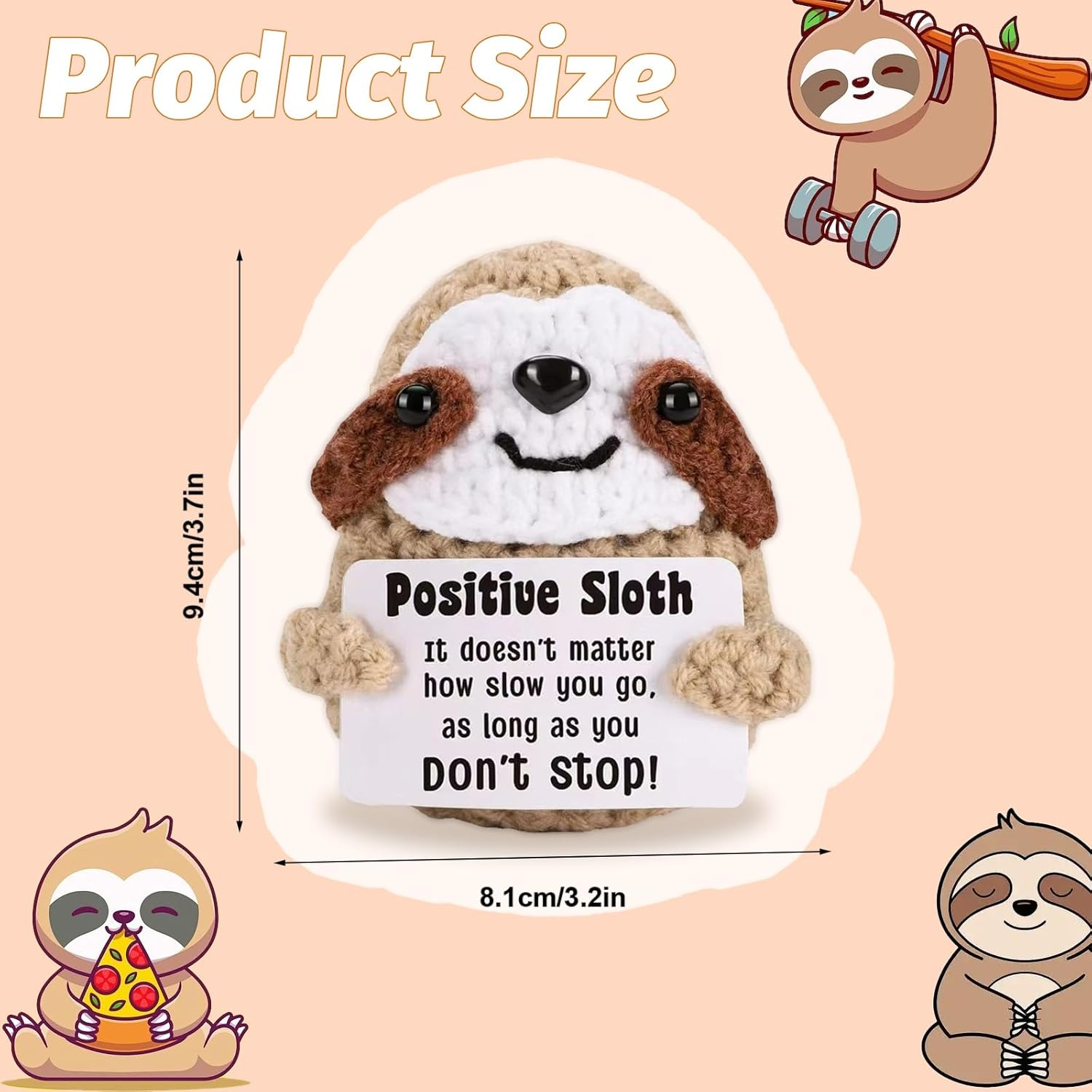 Dad Gifts for Birthday Fathers Day - Dad I Love You Slow Much, Funny Cool Handmade Knitted Crochet Sloth Present for Father Papa Easter Father'S Day Christmas from Daughter Son - Brown image number 2