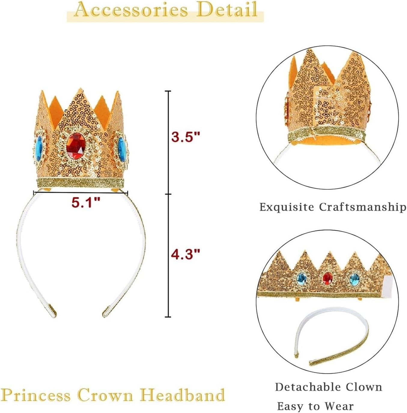 Animacoser Princess Peach Wig Costume Set with Crown, Earrings and Gloves - Wavy Classic Fiber Female, Orange