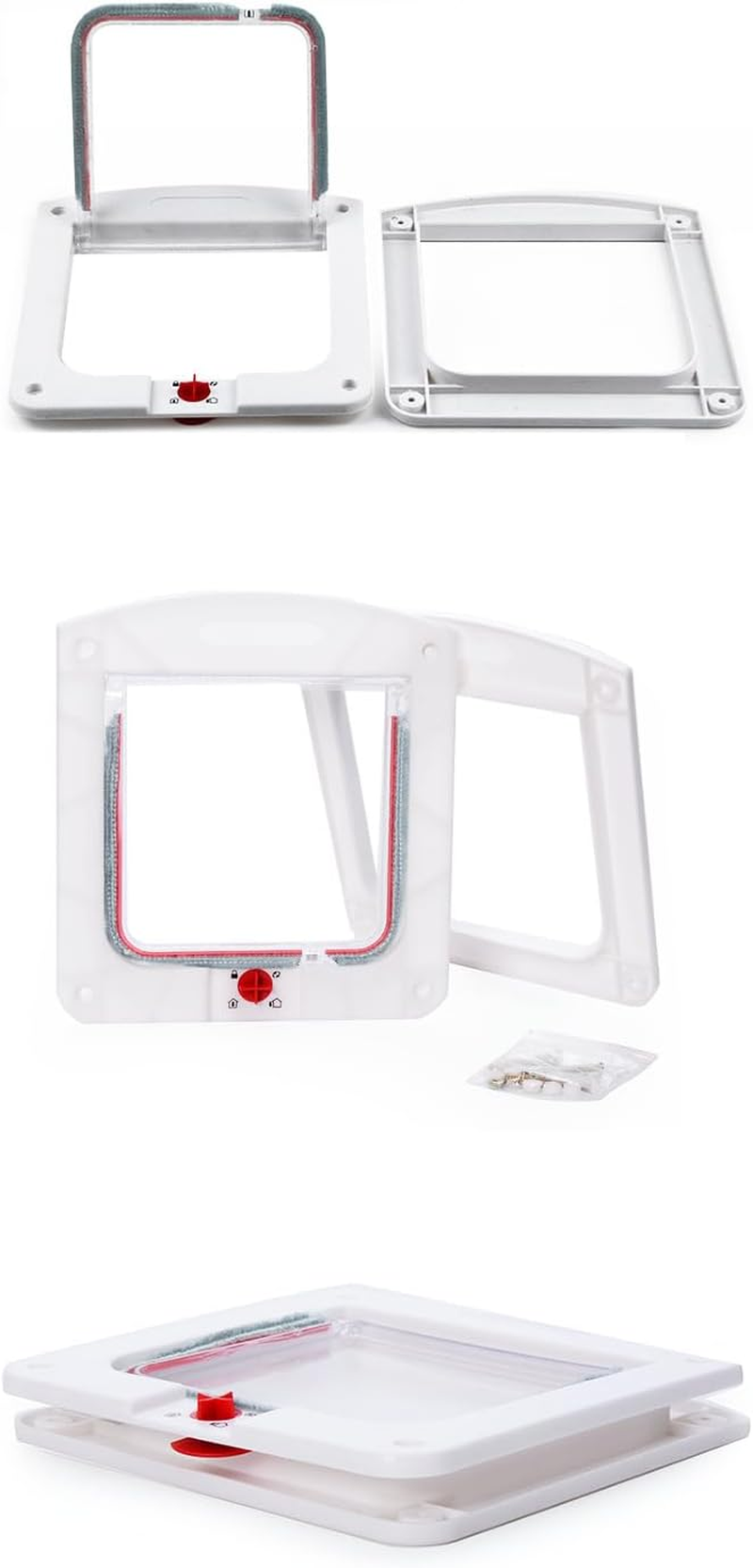 4-Way Lockable Cat Flap,Pet Cat Door Hole Dog Door Hole Can Control Two-Way Door for Free Entry and Exit of Pets. (White, One Size) image number 6