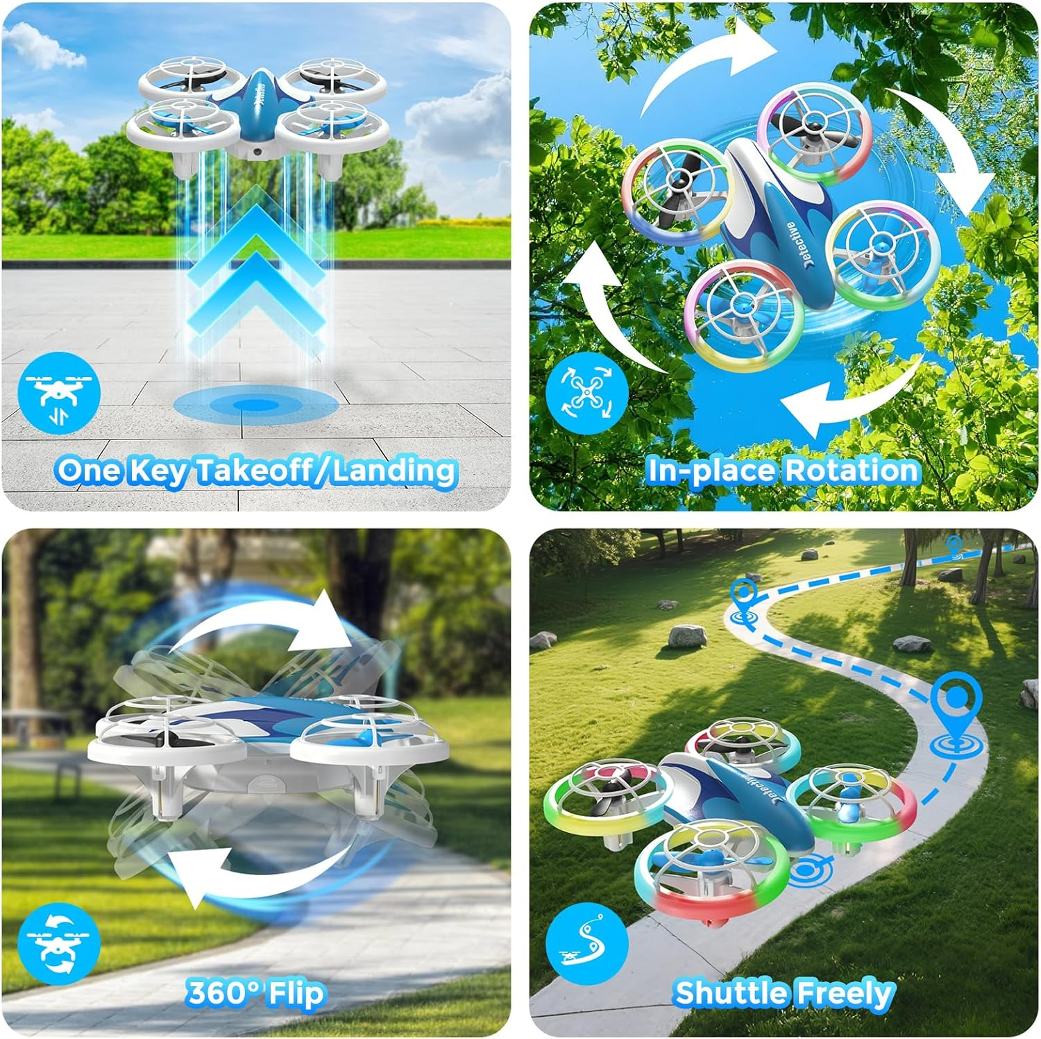 Bluefire Mini Drone for Kids Ages 6+, Remote Control Drone Toys with 3 Rechargable Batteries, Throw to Go, High Speeds Rotation, Self Spin & 3D Flip, RC Quadcopter RC Helicopter Plane for Boys/Girls image number 5