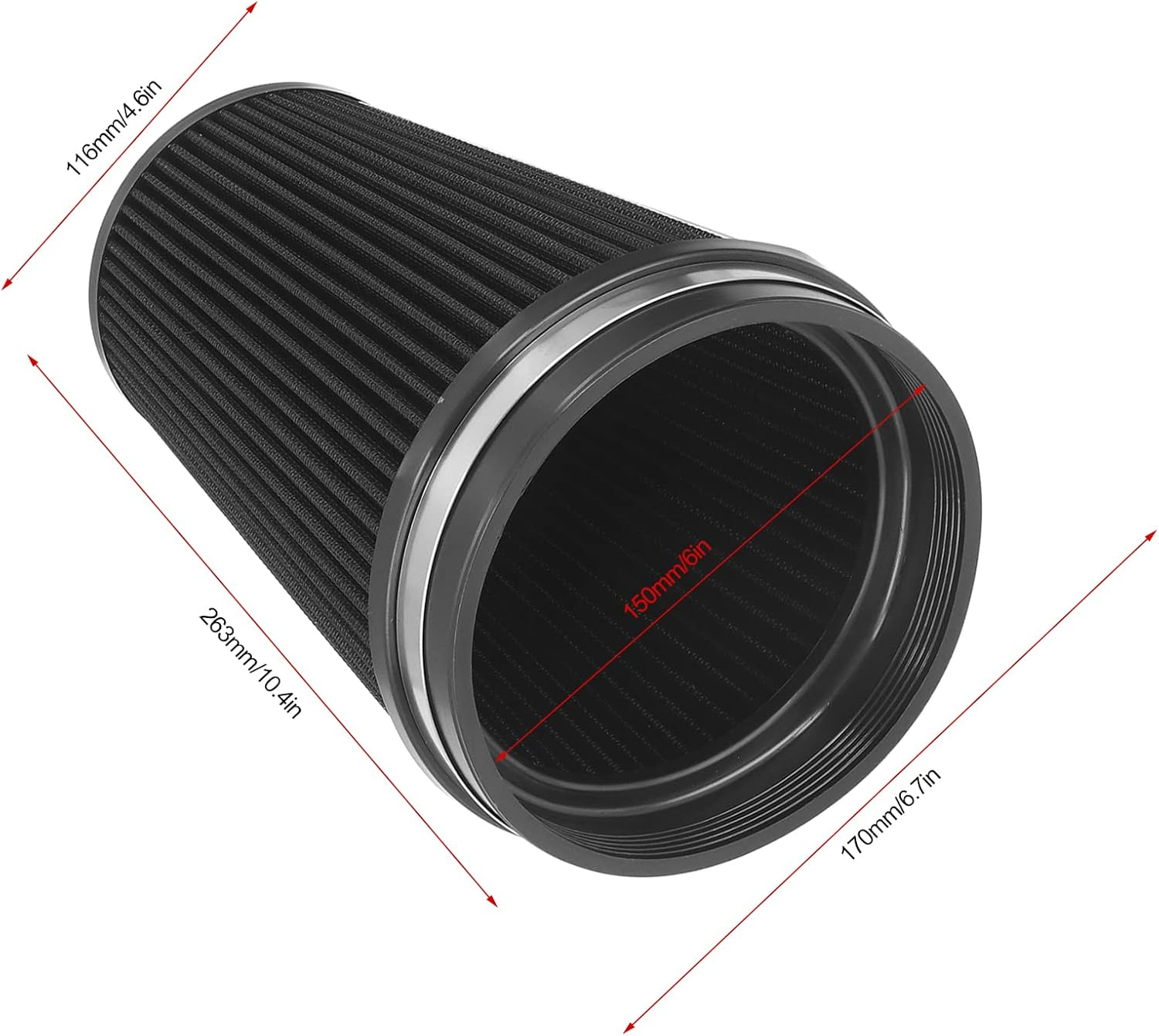 Upgrade Your Engine with Our High Flow Clamp on Air Filter - 150Mm/6In Inlet Universal Air Intake Cone Filter for Cars image number 1