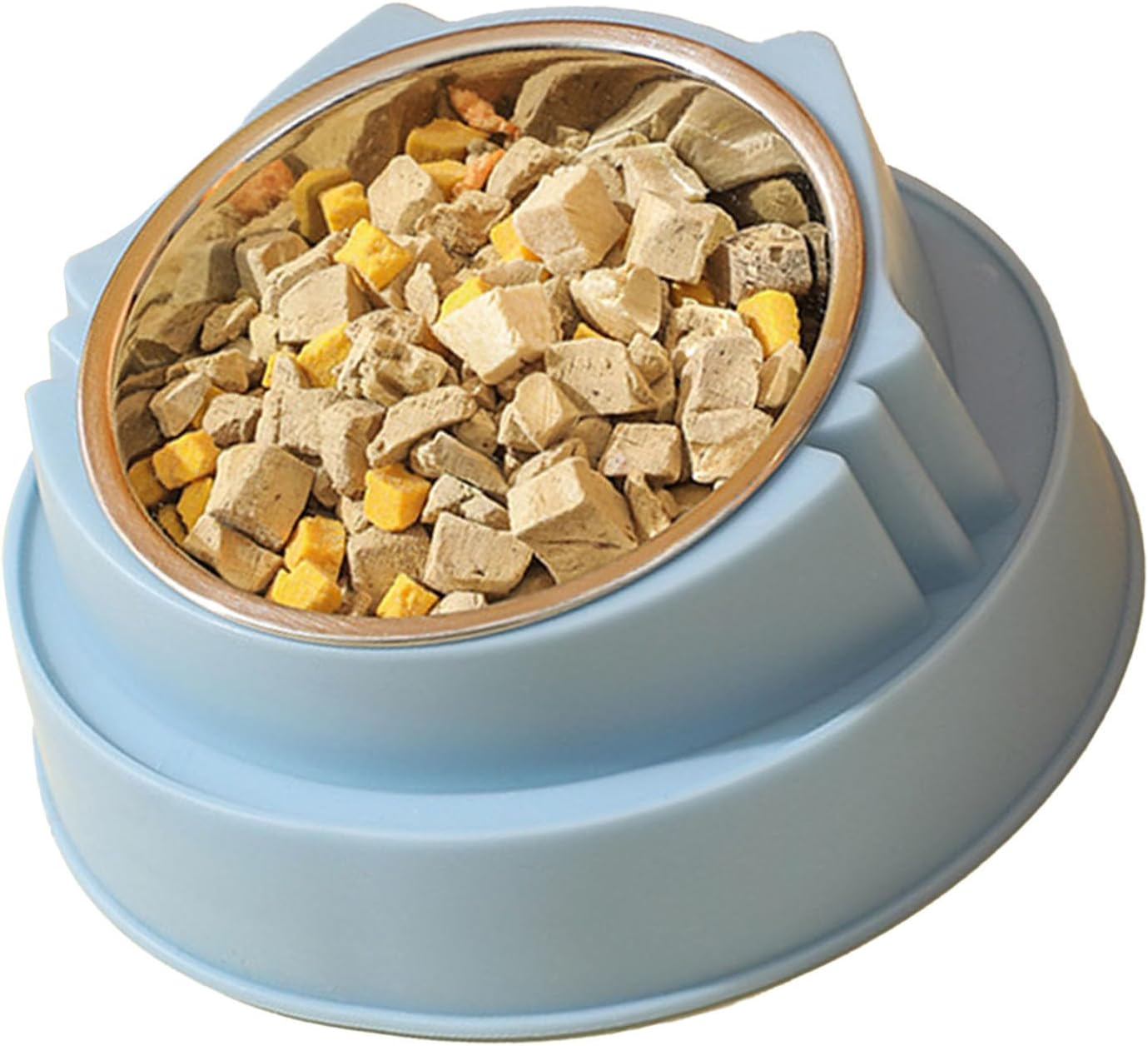 Raised Cat Bowl, Stainless Steel Plastic Cat Food Bowl Large Capacity Elevated Dog Bowl Neck Protection Pet Feeding Bowl, Raised Dog Feeder Non Slip Tilted Cat Bowl Pet Feeding Bowl for Dogs Cats image number 6