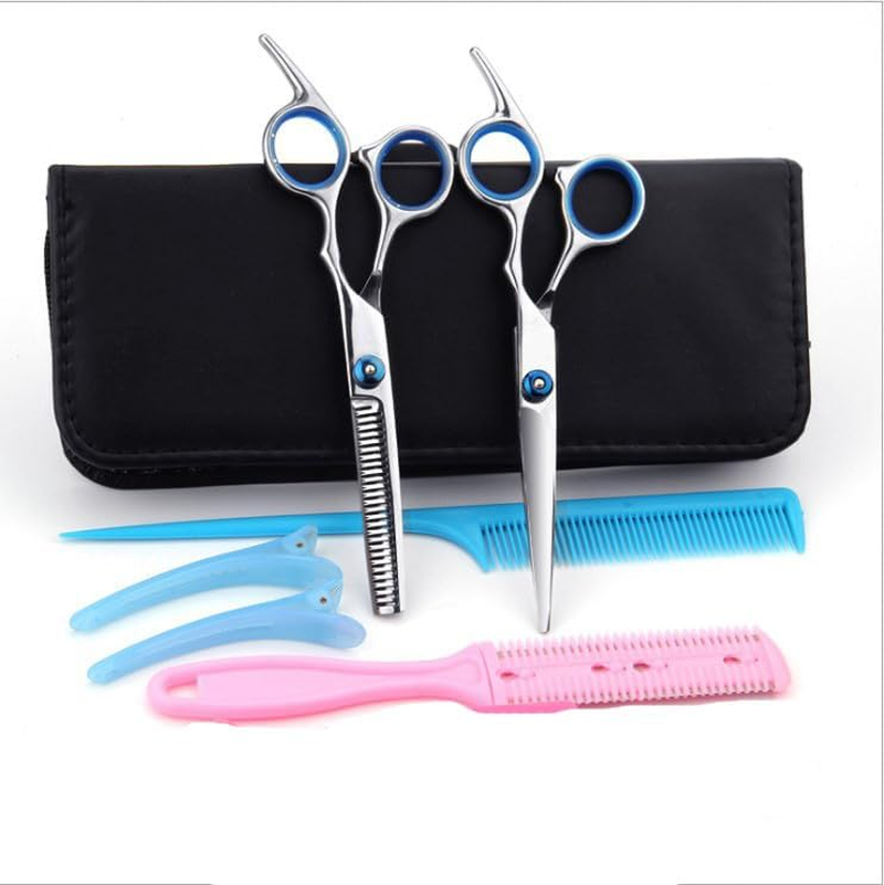 Professional 10 Pcs 6 Inch Barber Hair Cutting Thinning Scissors Set with Cape and Brush image number 6