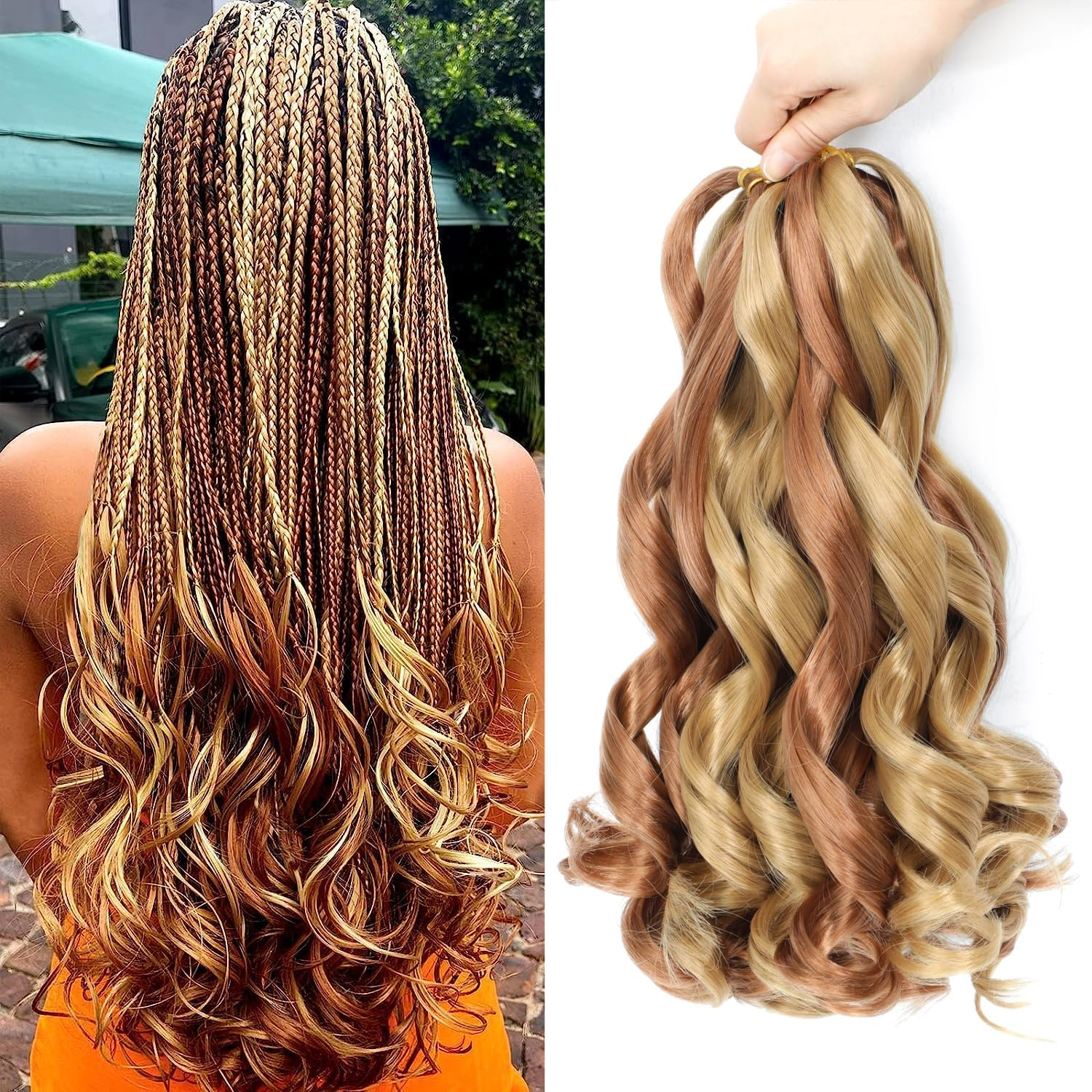 FALEMEI French Curl Braiding Hair 12 Inch 8 Packs Curly Braiding Pre Stretched Curls Braiding Extension French Curl Crochet Braids Spiral Braiding Hair Extensions (1B/33/30#, 12 Inch (Pack of 8))