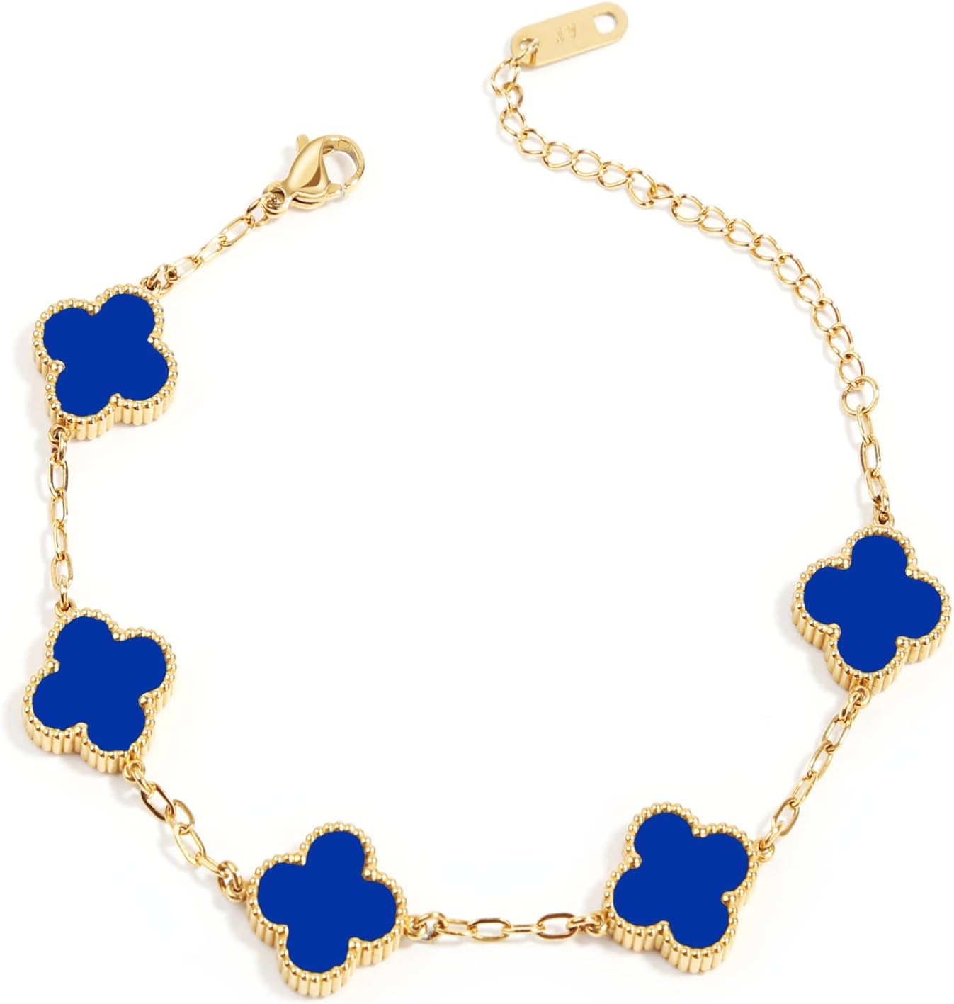 AIQIUQIU 18K Gold Plated Four Leaf Clover Bracelet, Lucky Link Bracelets Double-Sided Adjustable Design Jewelry for Women Girls Christmas Valentine'S Day Gifts